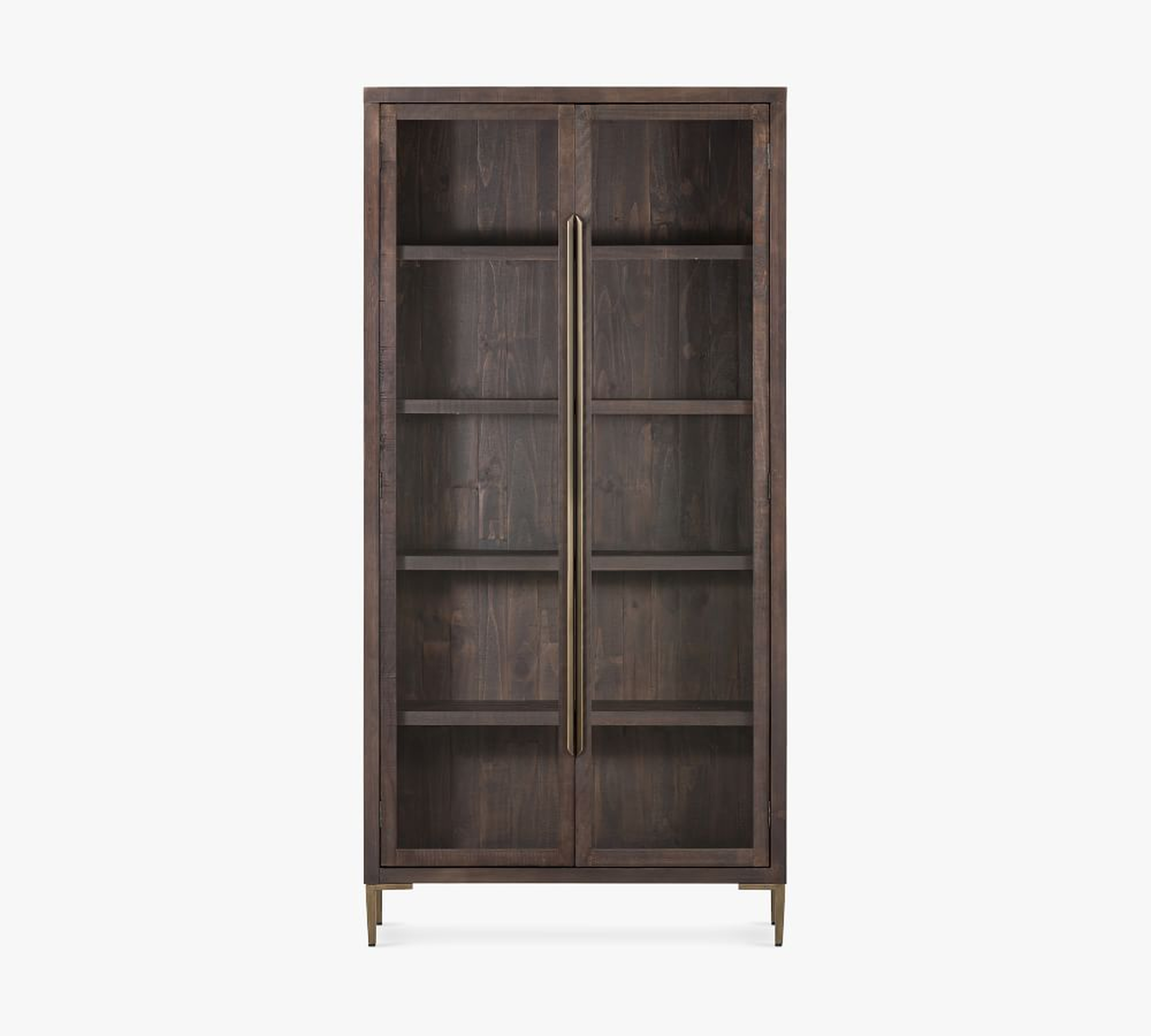 Braden Reclaimed Wood Display Cabinet, Natural Oak/Satin Brass, 42.5"L x 84"H - Pottery Barn