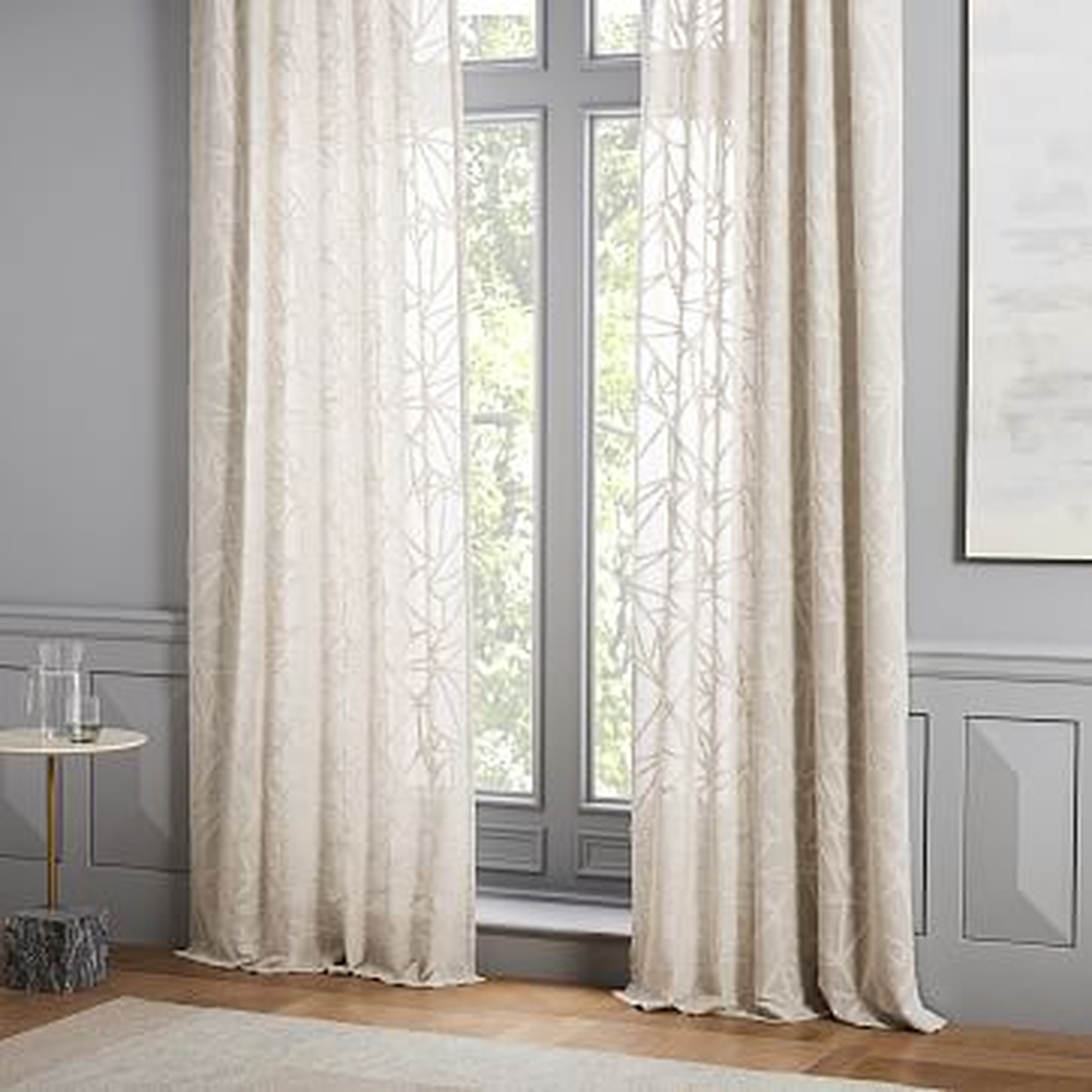 Sheer Abstract Glass Curtain, Belgian Flax, 48"x96" - West Elm