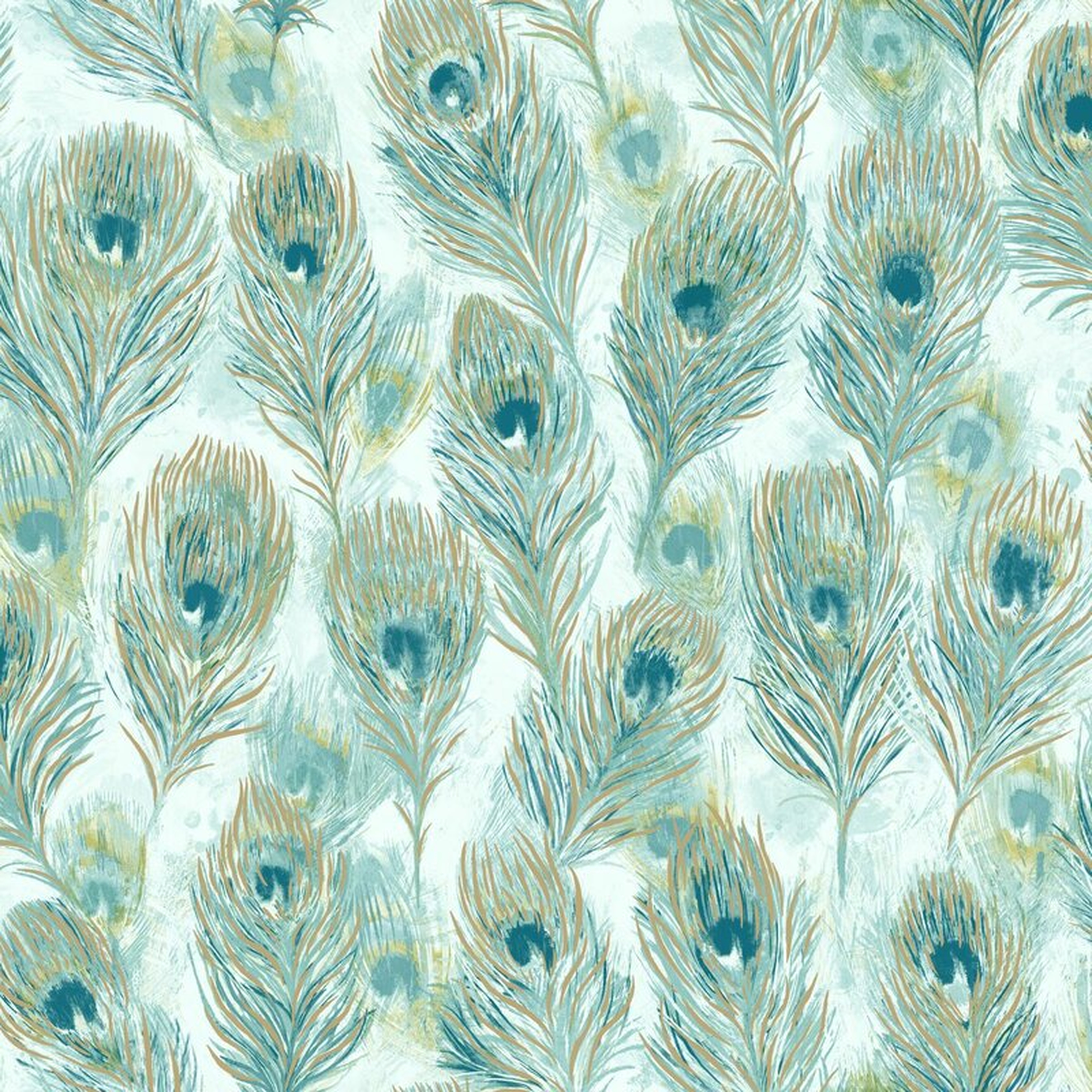 Peacock Feathers 33' L x 21" W Wallpaper Roll - Wayfair