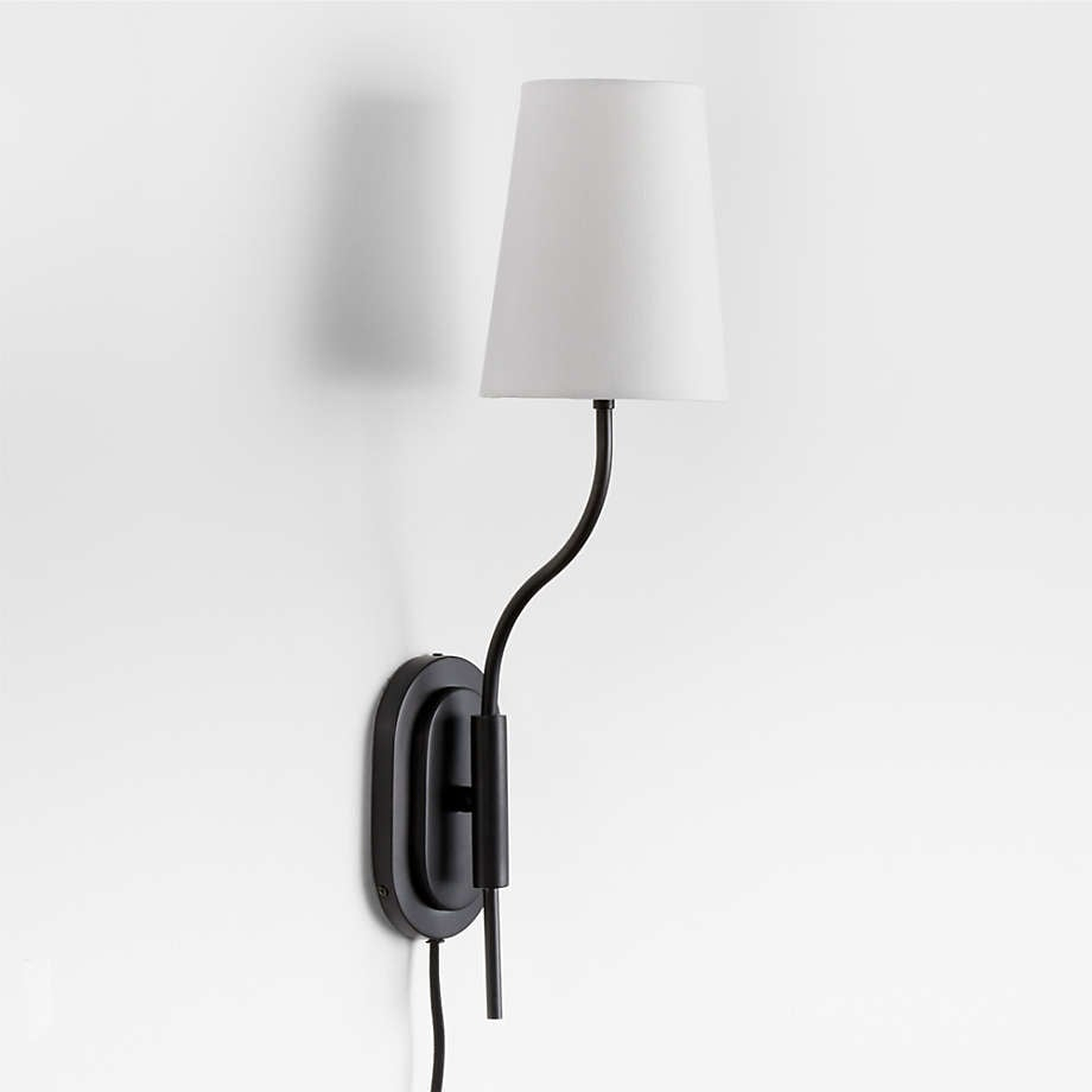 Seguin Blackened Steel Single-Light Plug In Wall Sconce - Crate and Barrel