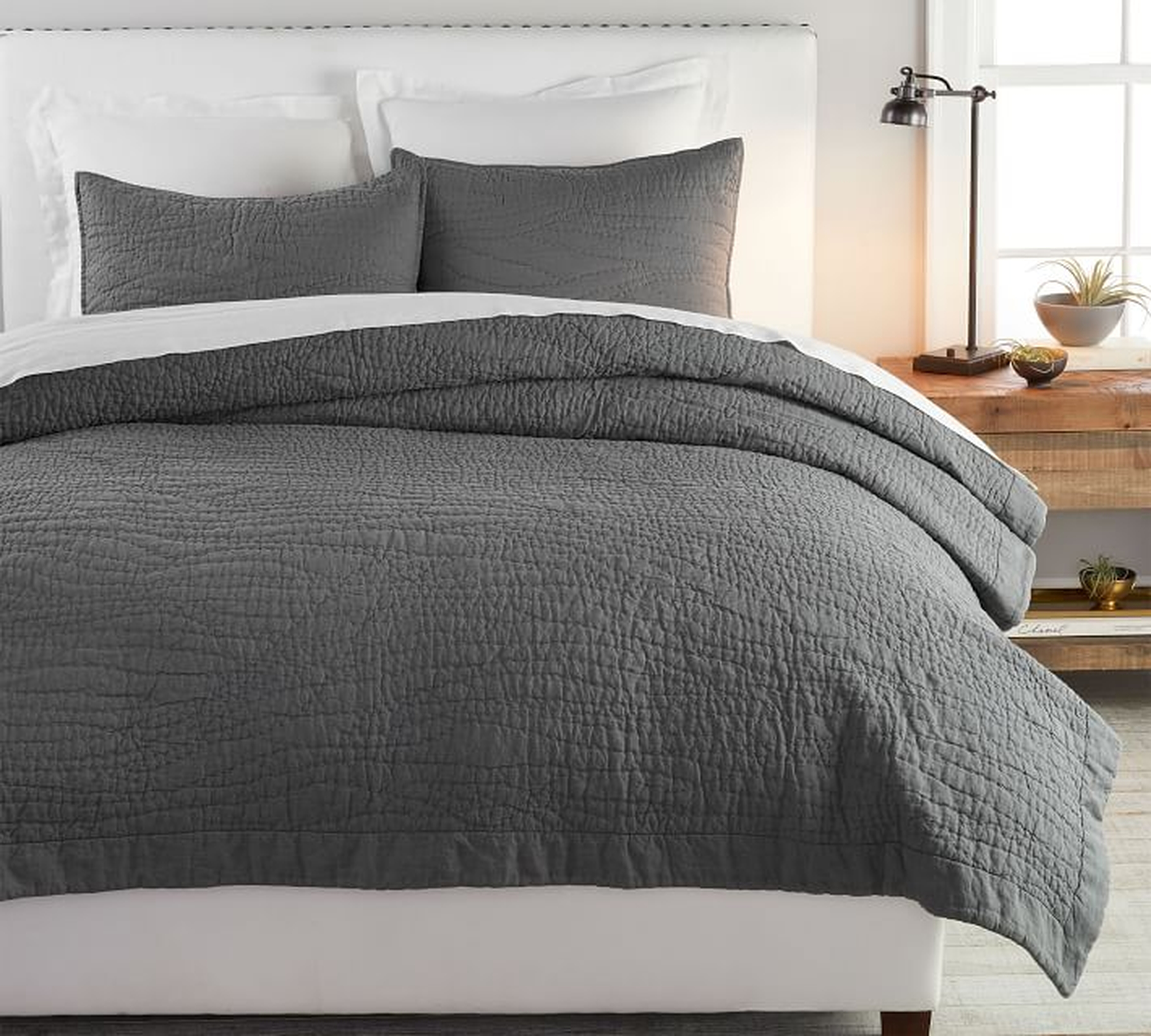 Belgian Flax Linen Handcrafted Quilt, King/Cal King - Pottery Barn