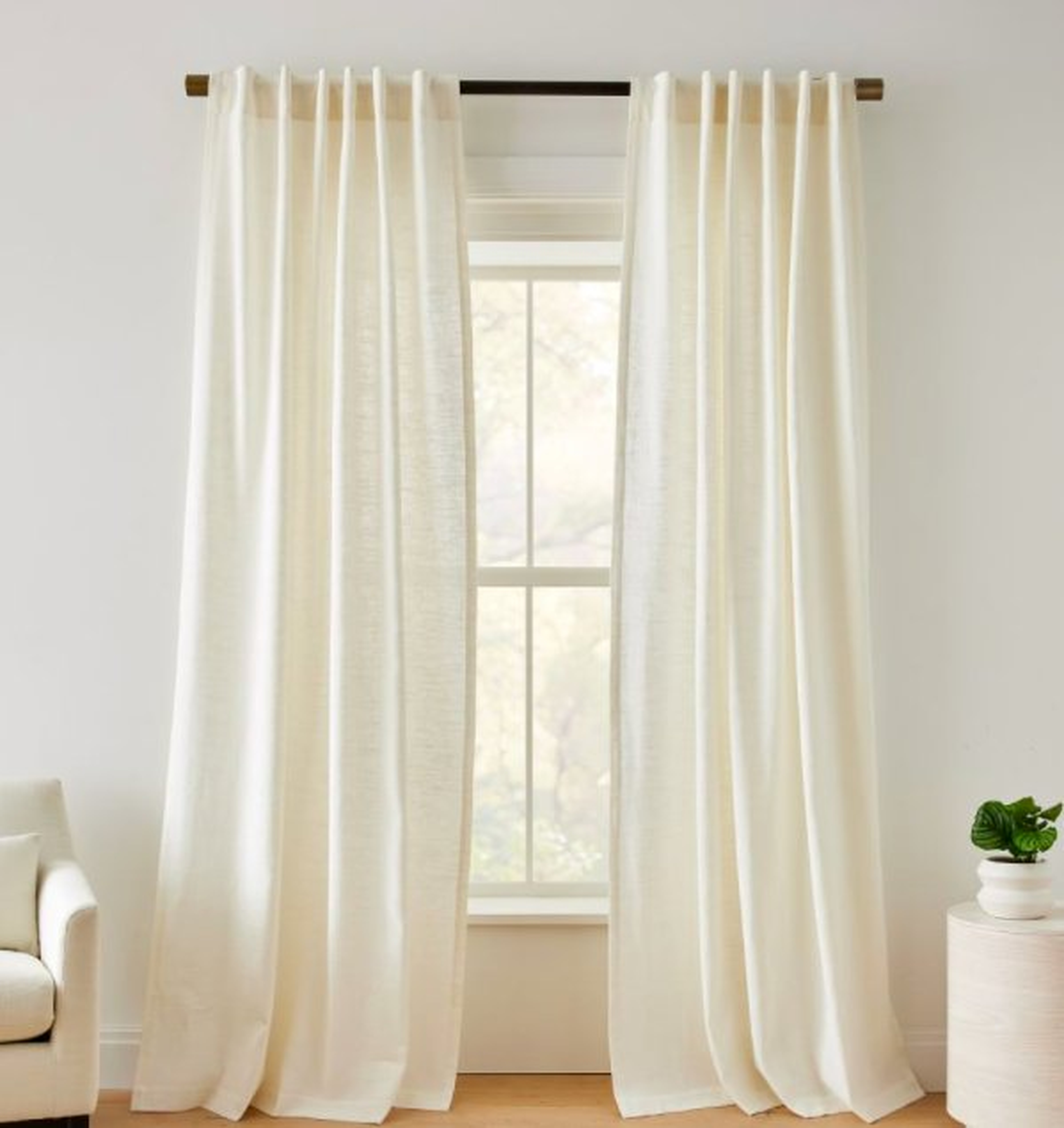 Textured Luxe Linen Curtain, Alabaster, 48"x84" - West Elm