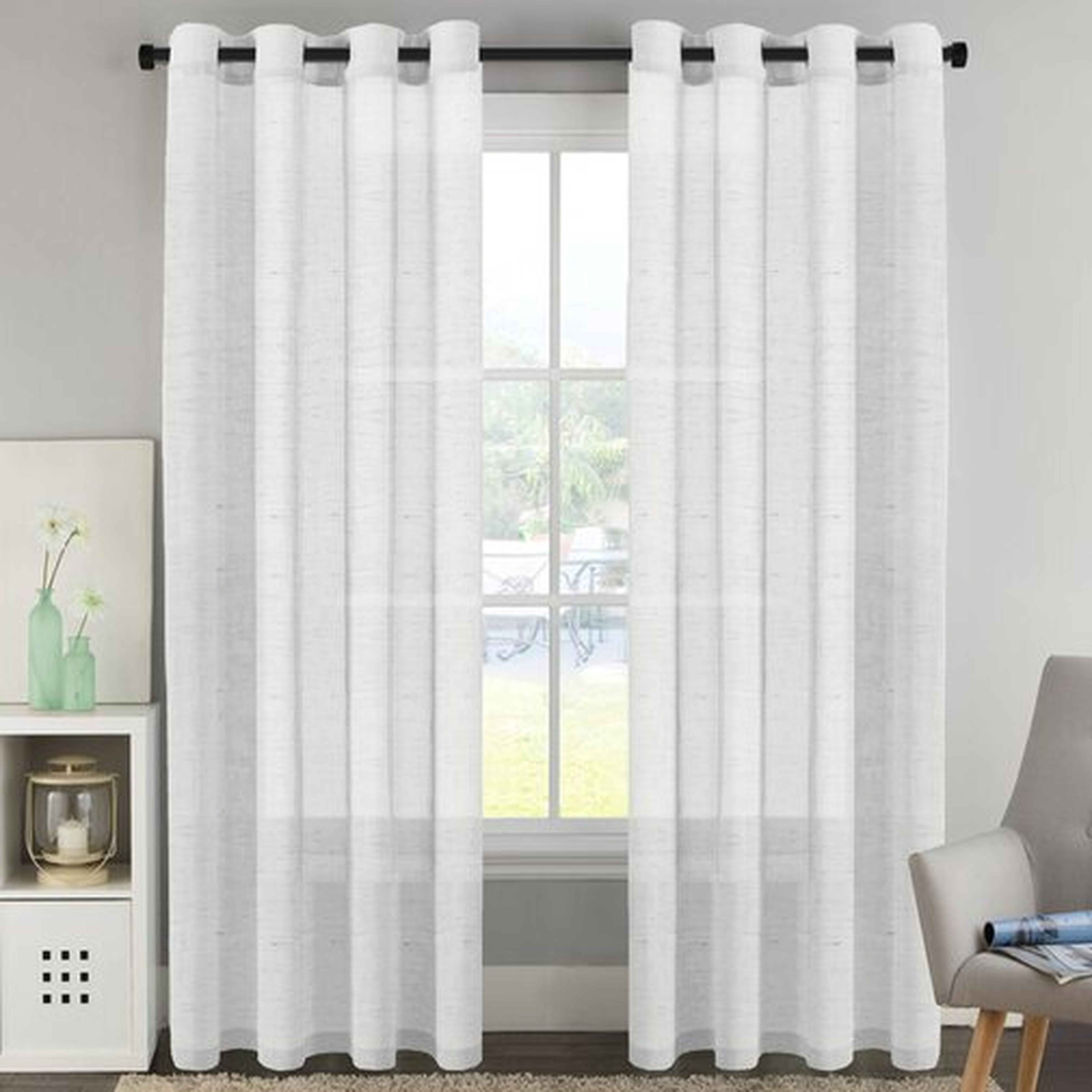 Surrett Luxury Solid Color Sheer Grommet Curtain Panels - set of 2 - 95" white - Wayfair