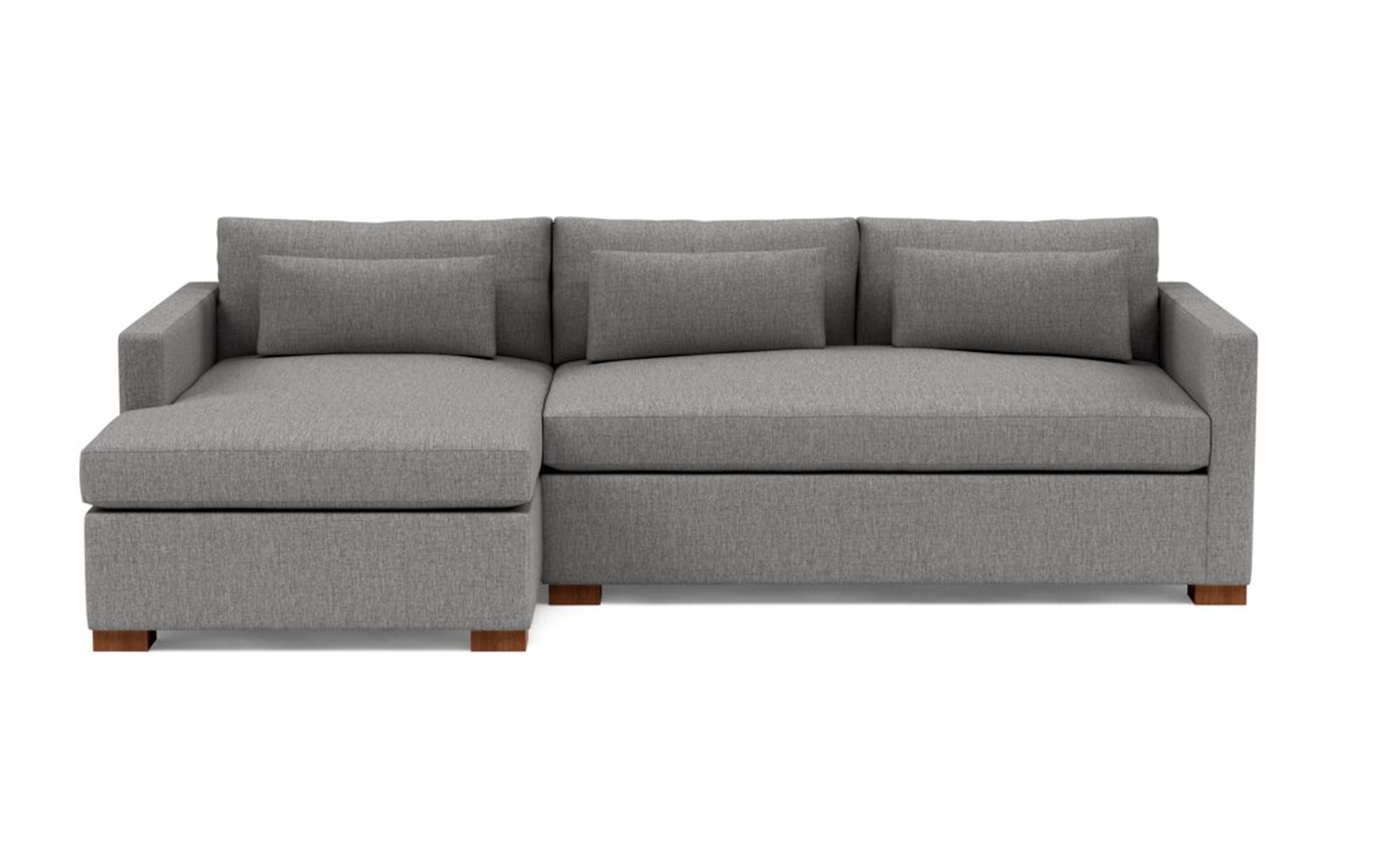 CHARLY Sectional Sofa with Left Chaise (12-14 Weeks) - Plow Cross Weave - Oiled Walnut Block Leg - 106" Sofa - Long Chaise - Bench Cushion - Standard Cushion - Interior Define