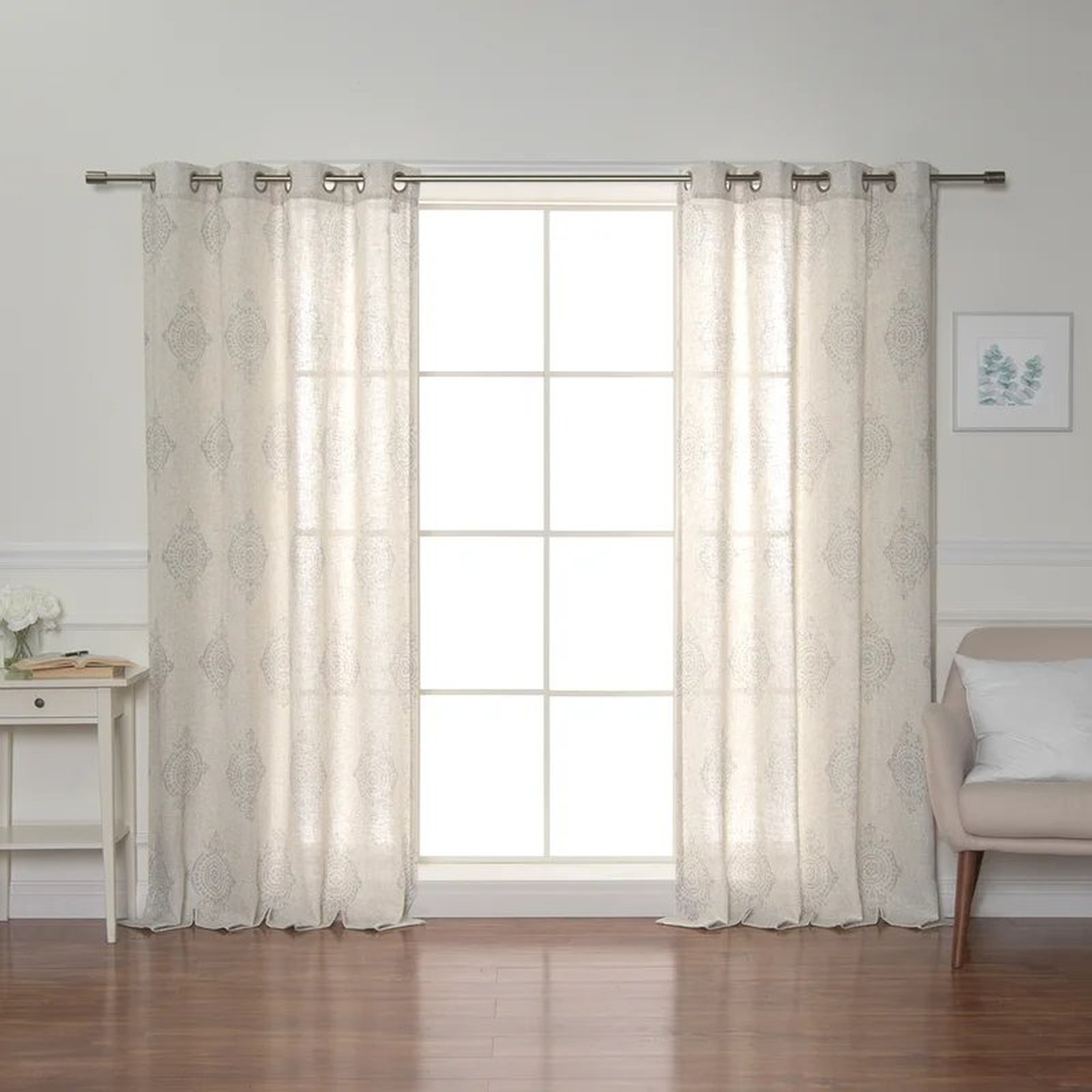 Bagley Geometric Semi-Sheer Grommet Curtain Panel Set of 2 - Wayfair