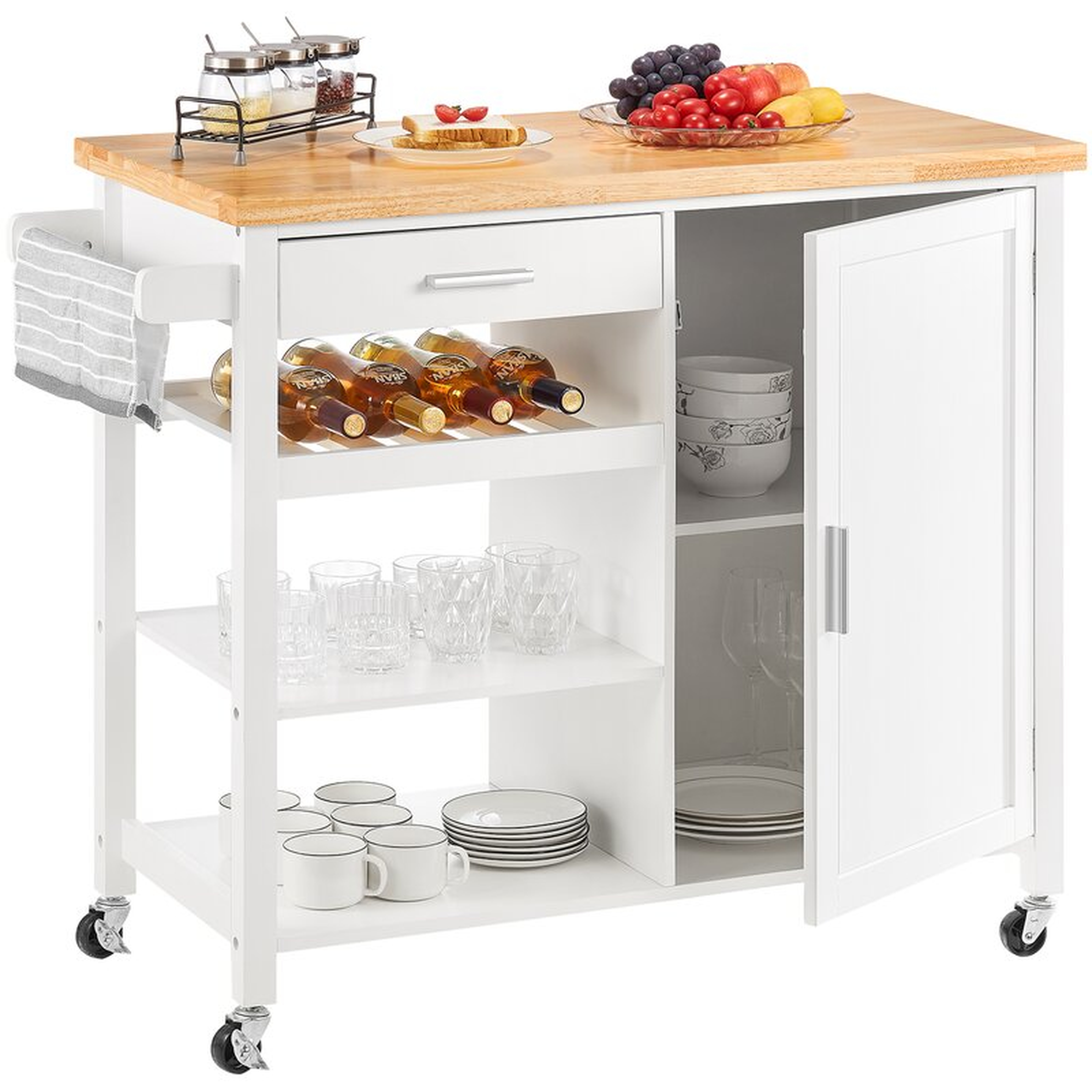 41'' Kitchen Island with Solid Wood Top and Locking Wheels - Wayfair
