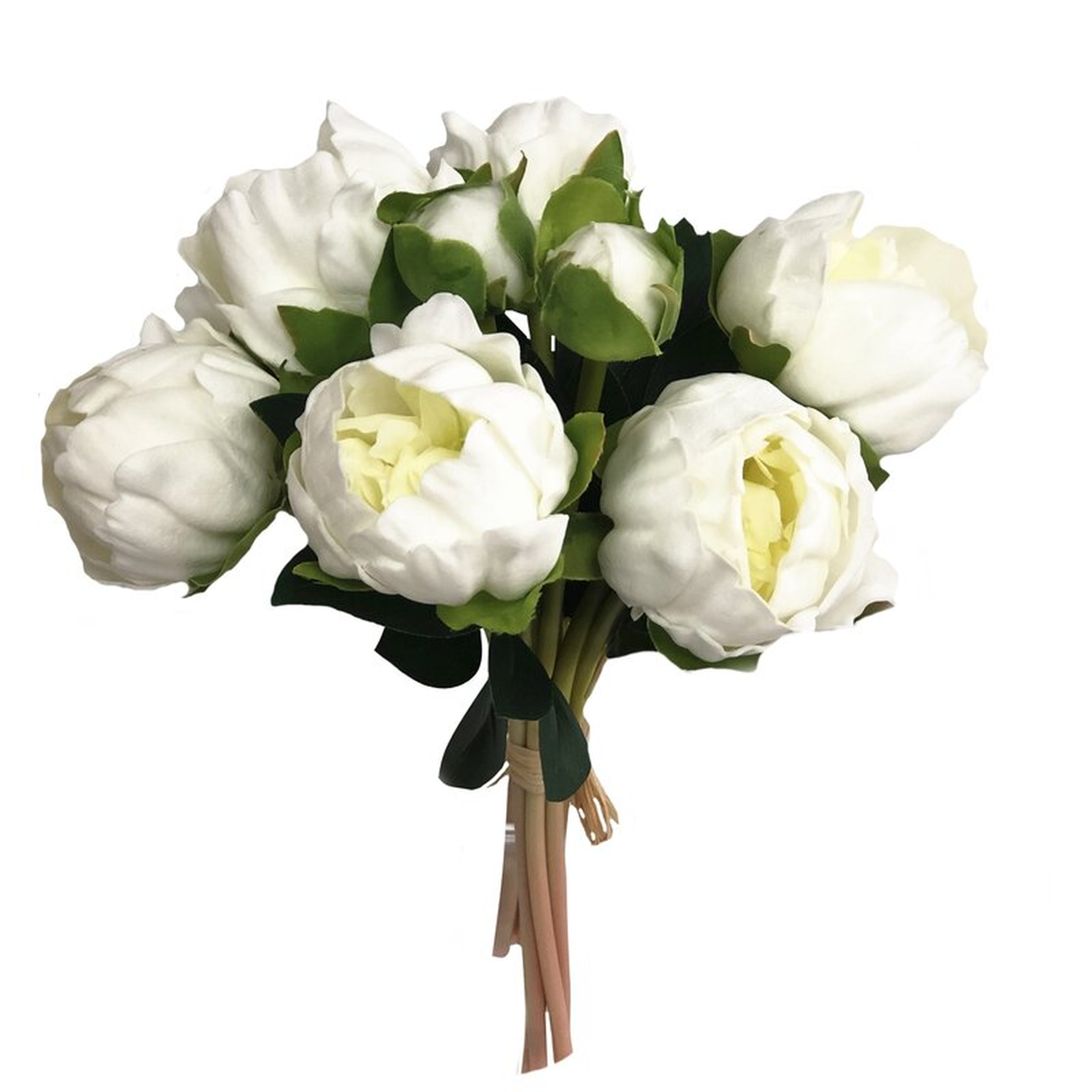 Real Touch Bouquet Peony Bush (set of 6) soft white cream - Wayfair