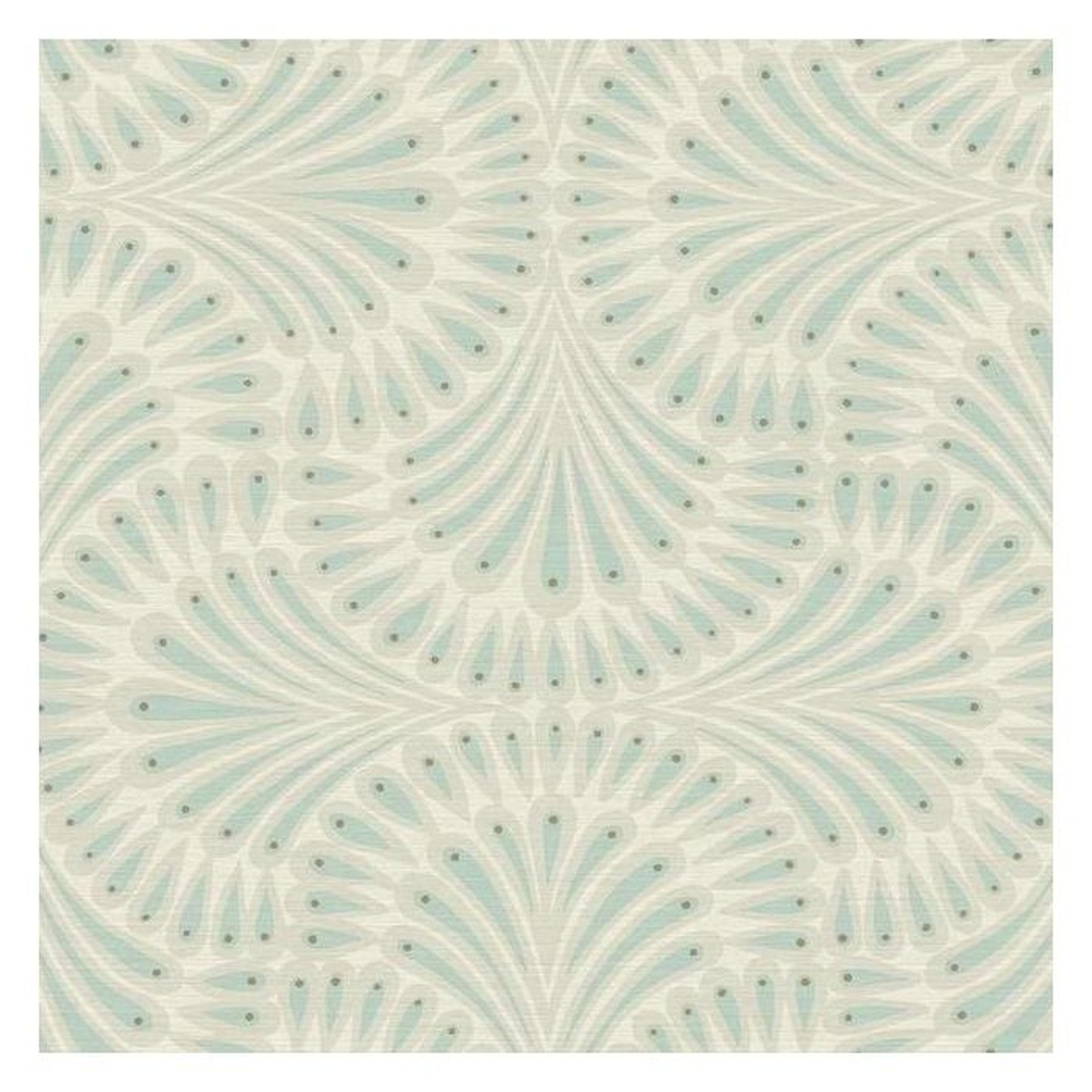 Cabaret Unpasted Wallpaper, Cream / Spa Blue - York Wallcoverings