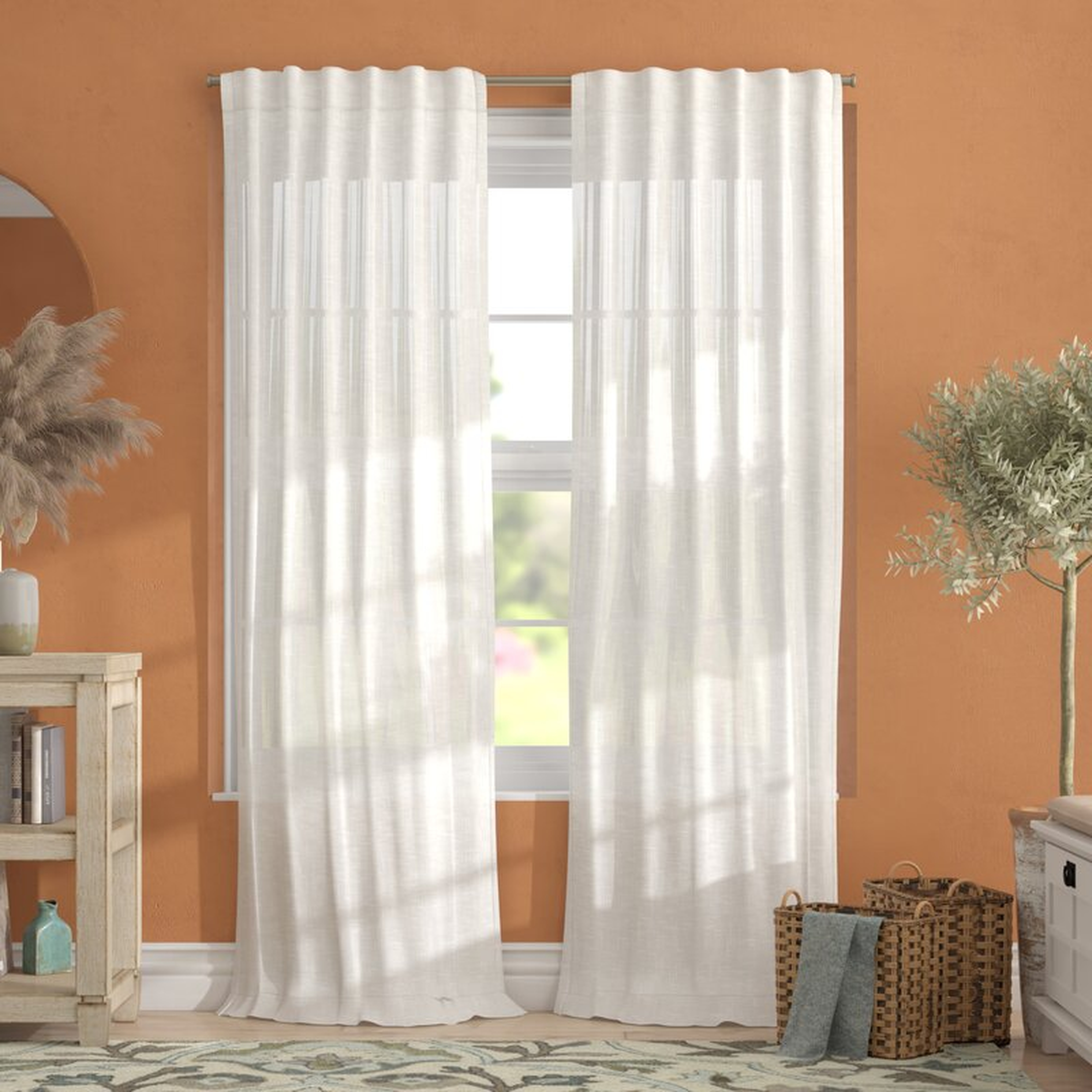 Leon Solid Color Sheer Tab Top Curtain Panels (set of 2), 54"W x 108"L - Wayfair