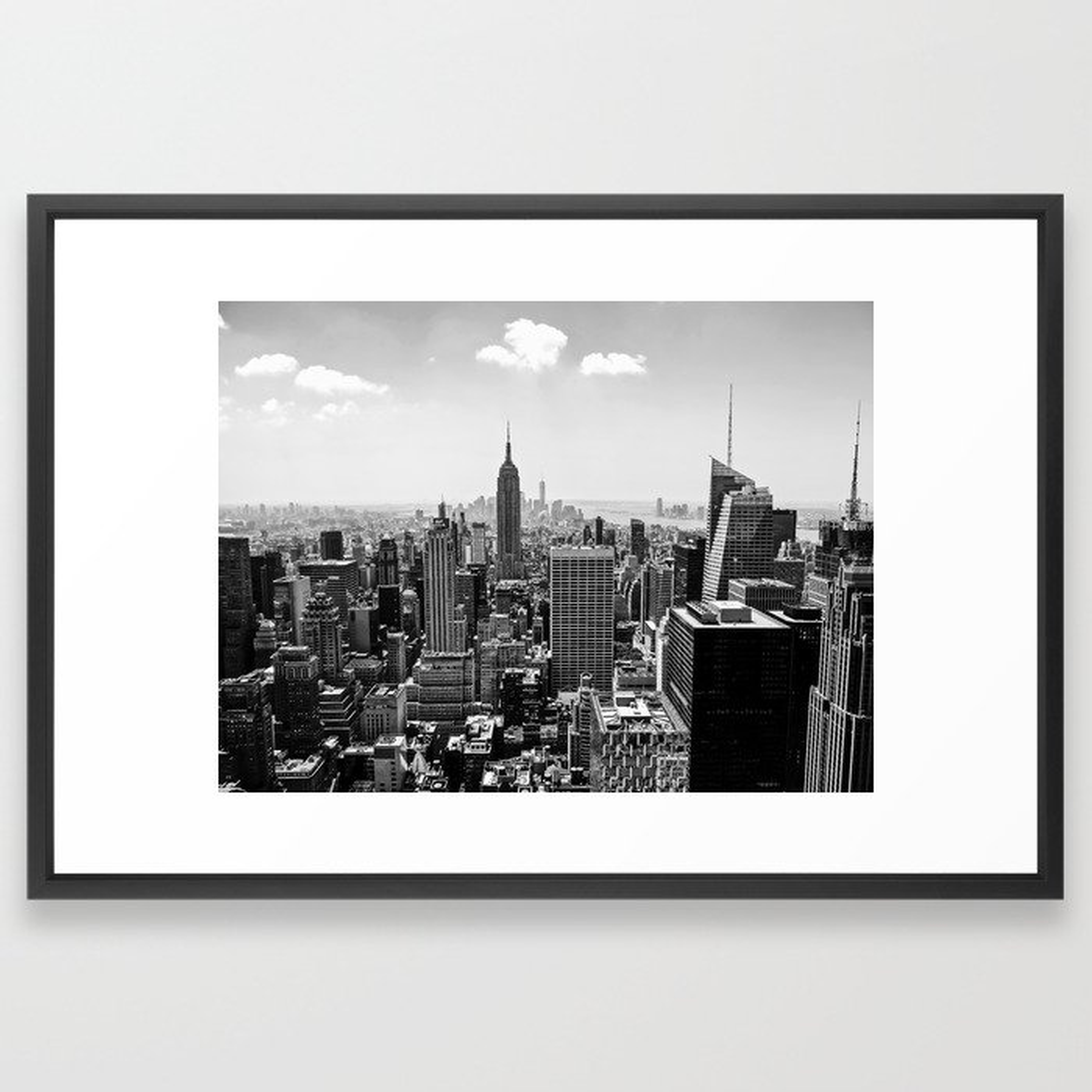 New York Skyline Framed Art Print - 26x38 - vector black frame - Society6