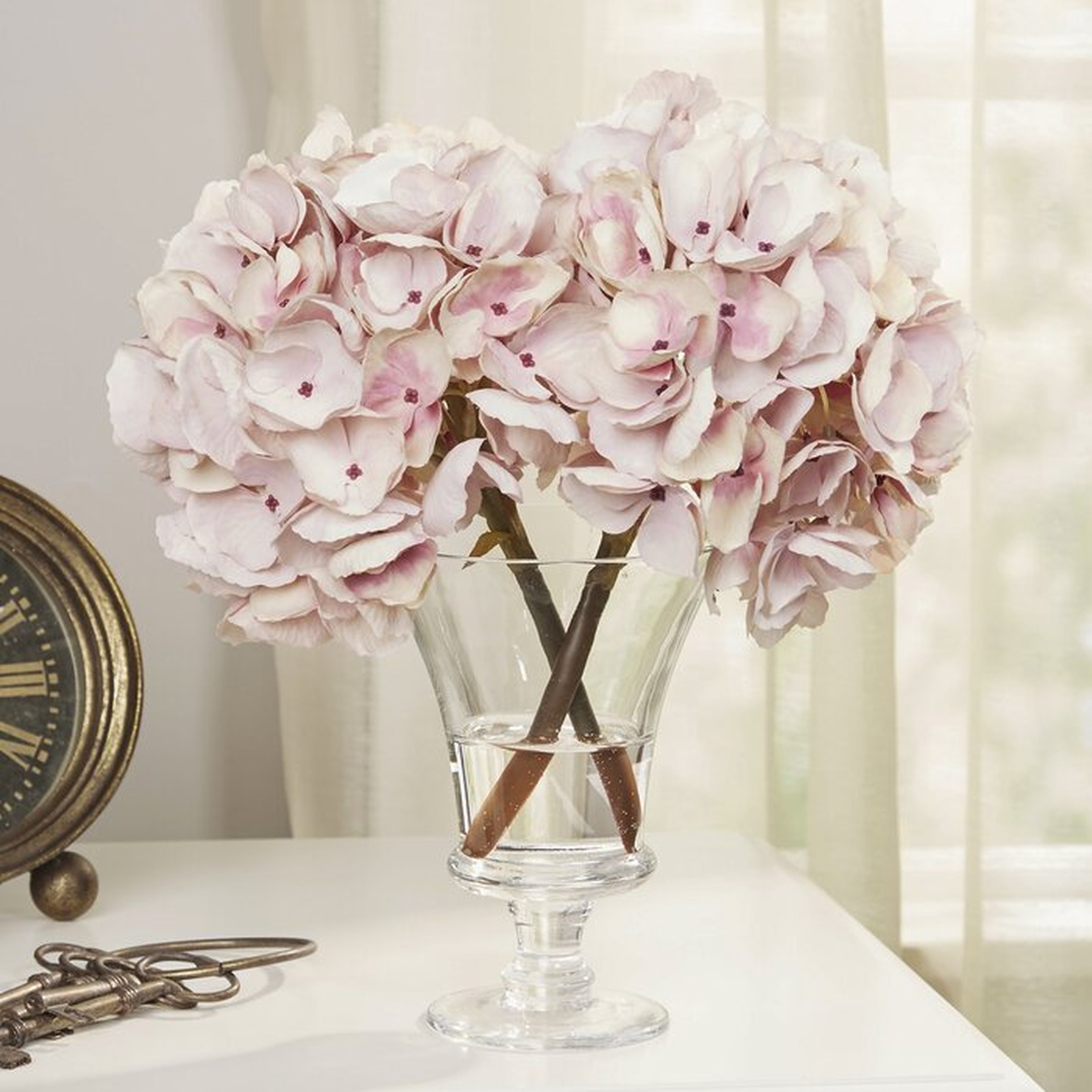 Hydrangea Blossoms in Glass Vase - Wayfair