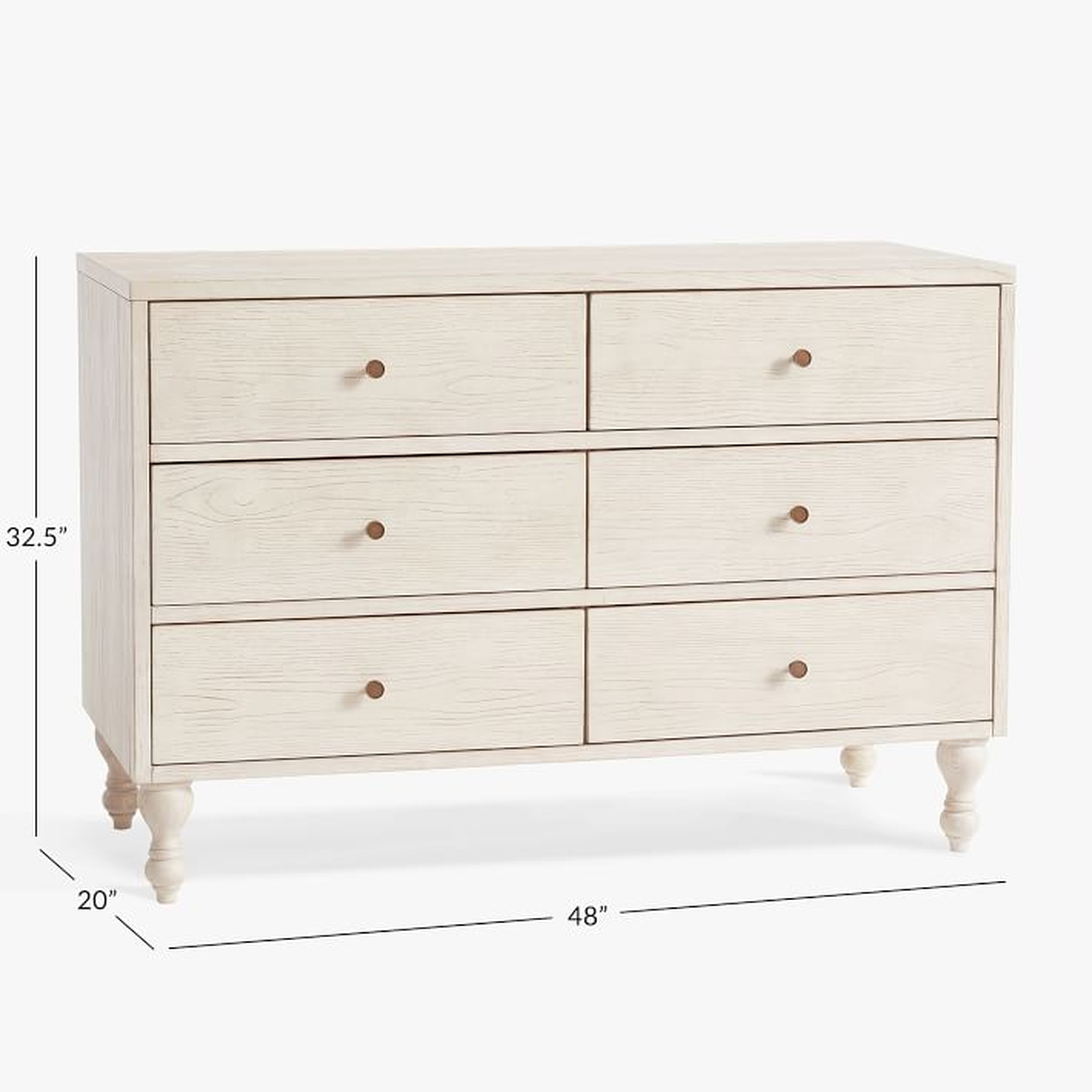 Bellevue 6-Drawer Dresser, Weathered White, In-Home - Pottery Barn Teen