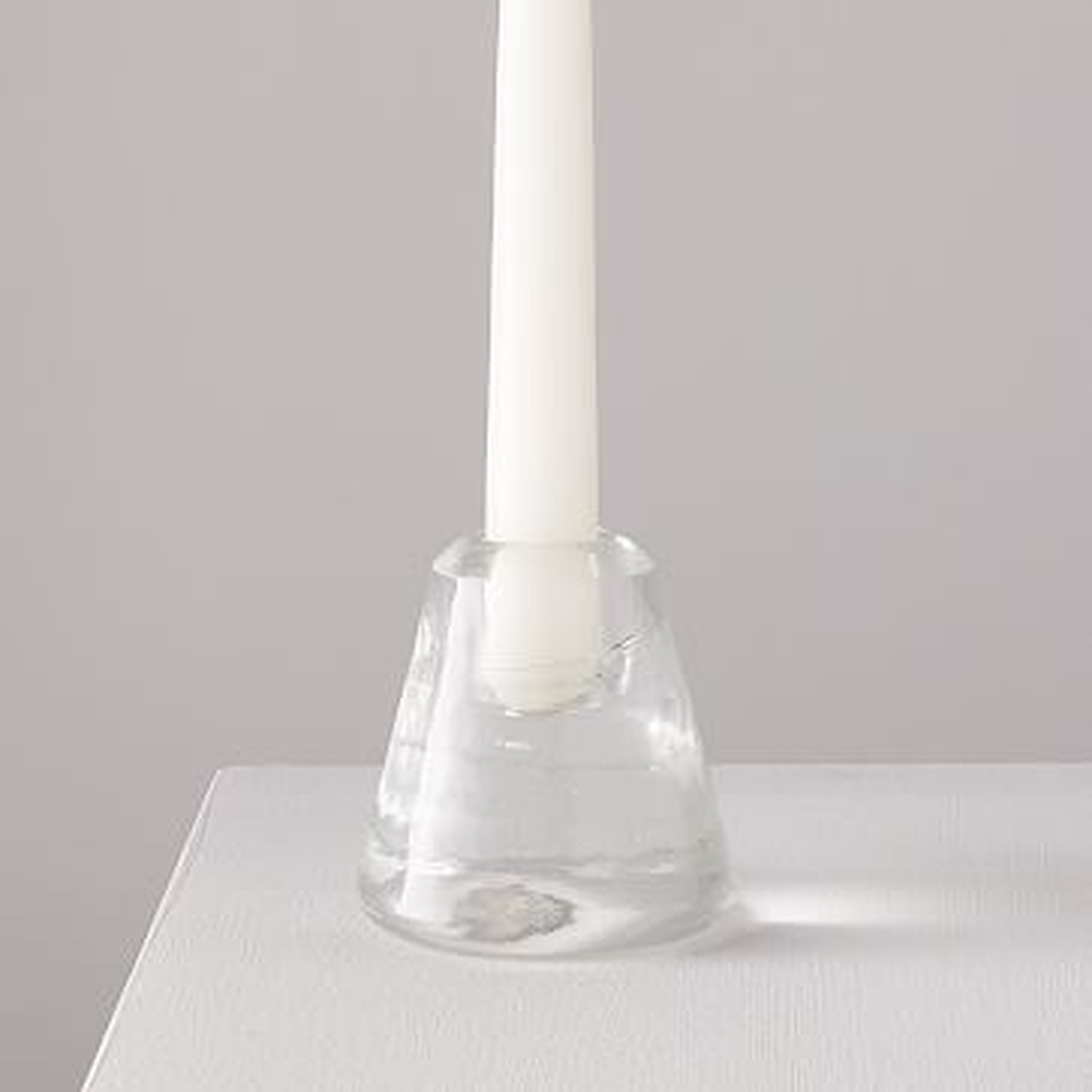 Pure Ice Glass Taper Holder, Small - West Elm