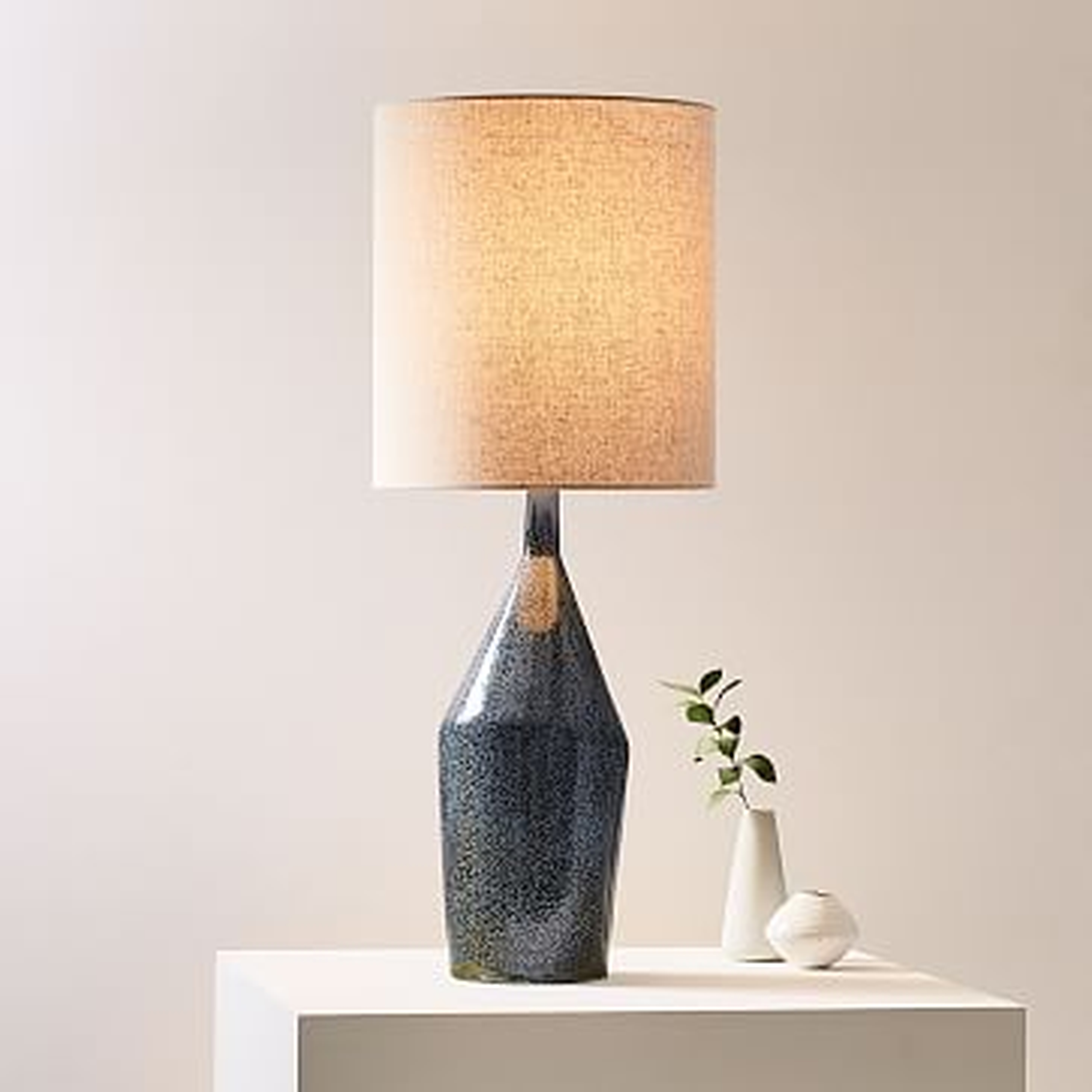 Asymmetry Ceramic Table Lamp, Large, Speckled Moss - West Elm
