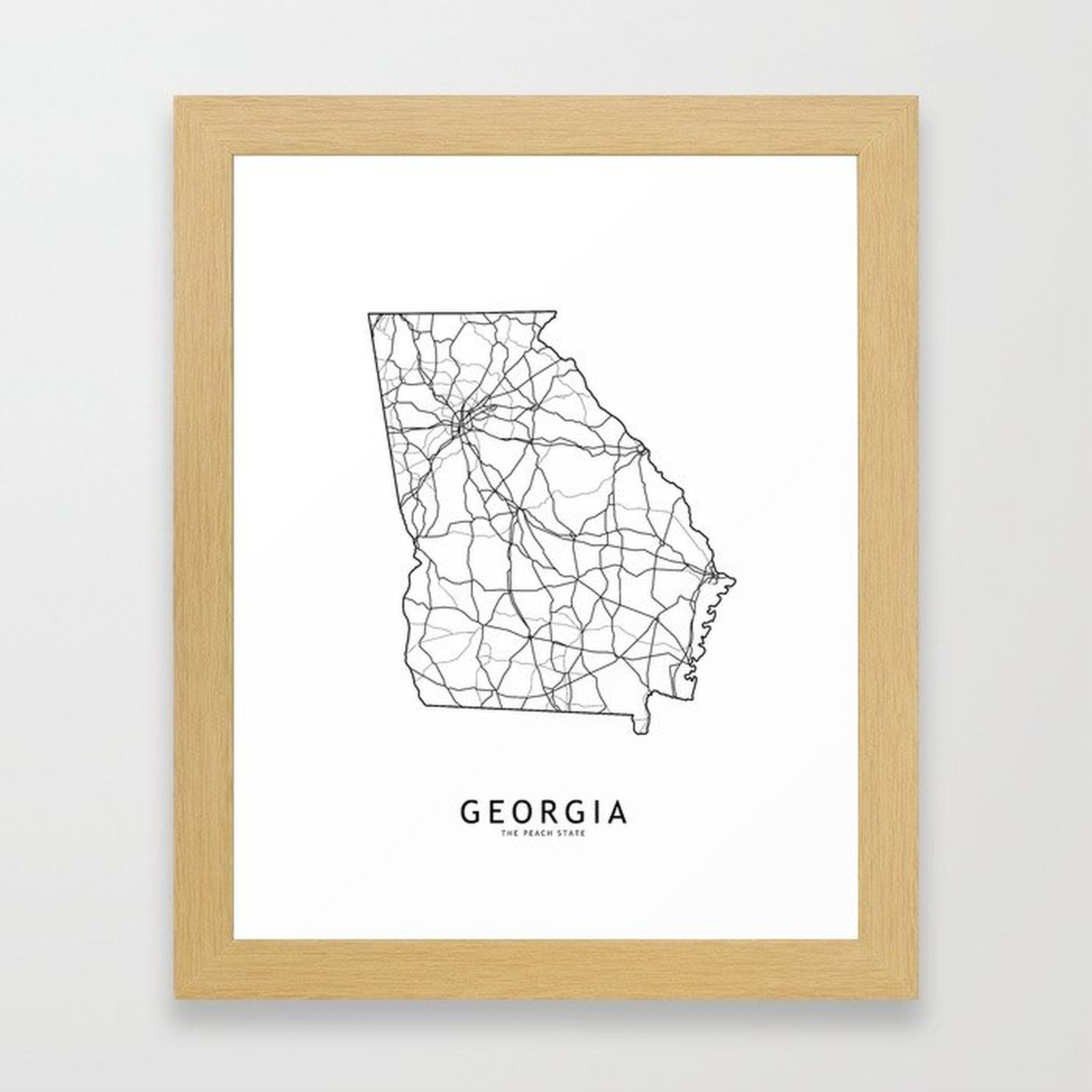Georgia White Map Framed Art Print - Society6