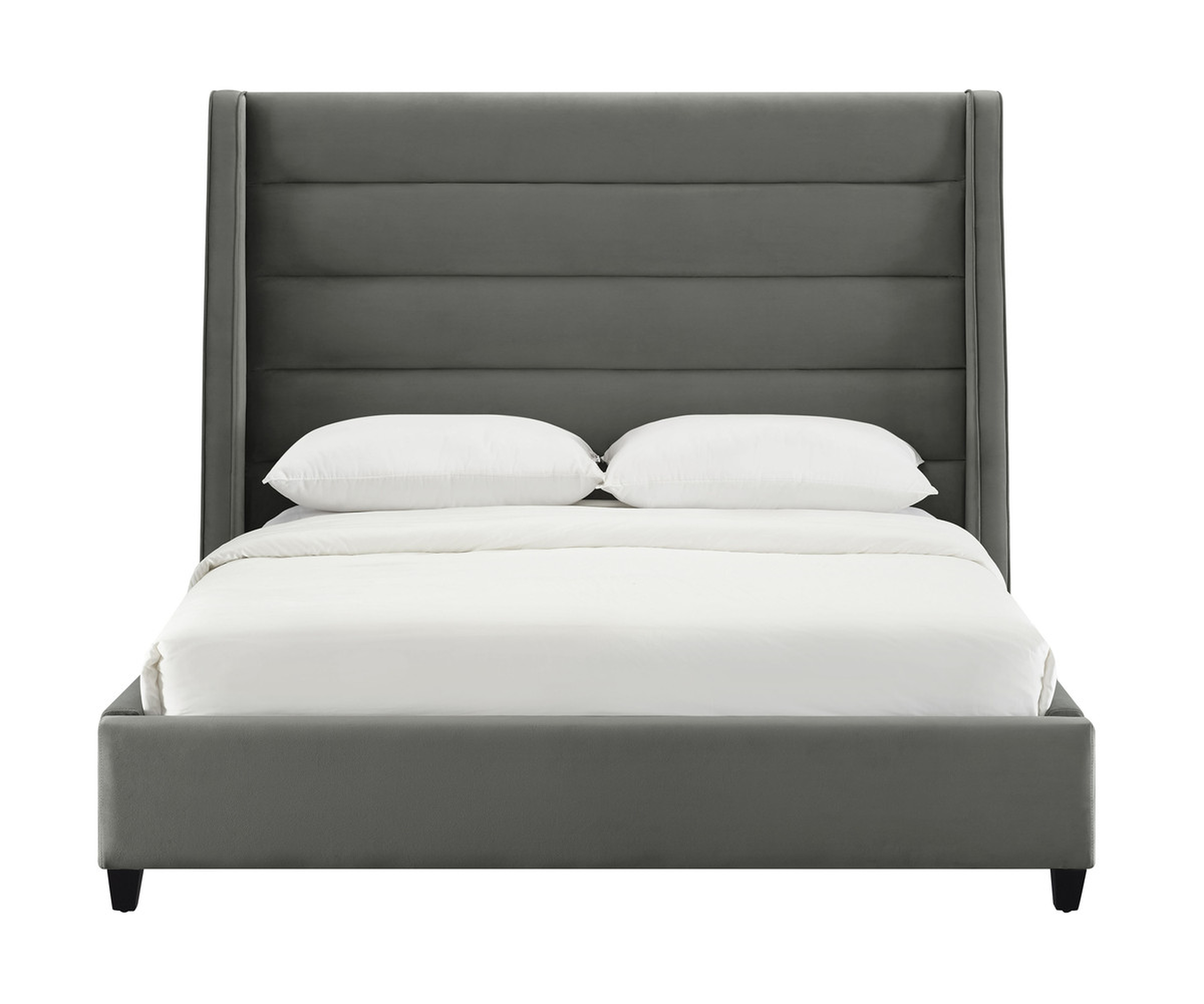 Koah Grey Velvet Bed in King - Maren Home
