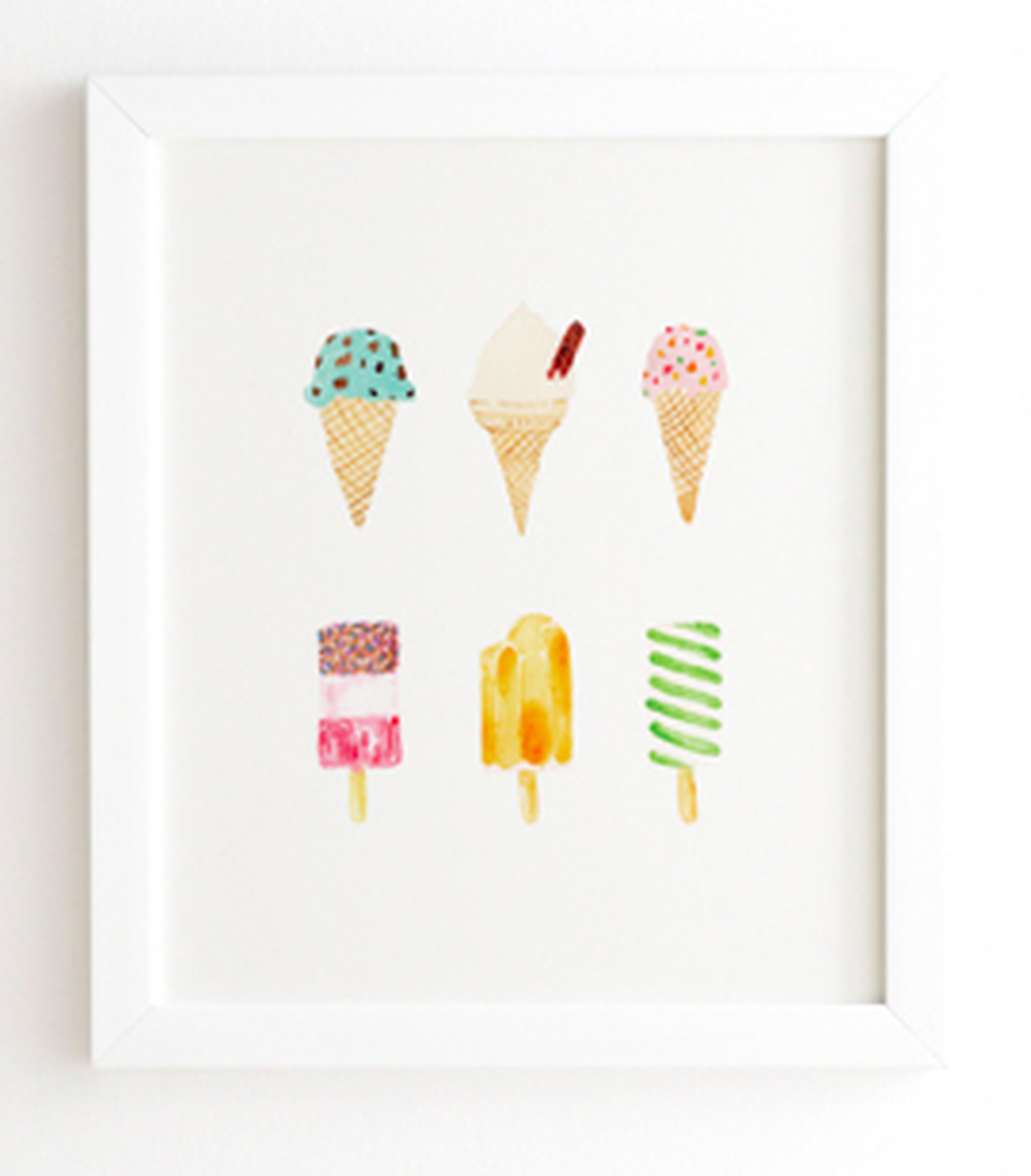 Ice Cream Selection, 11"x13", White Frame - Wander Print Co.