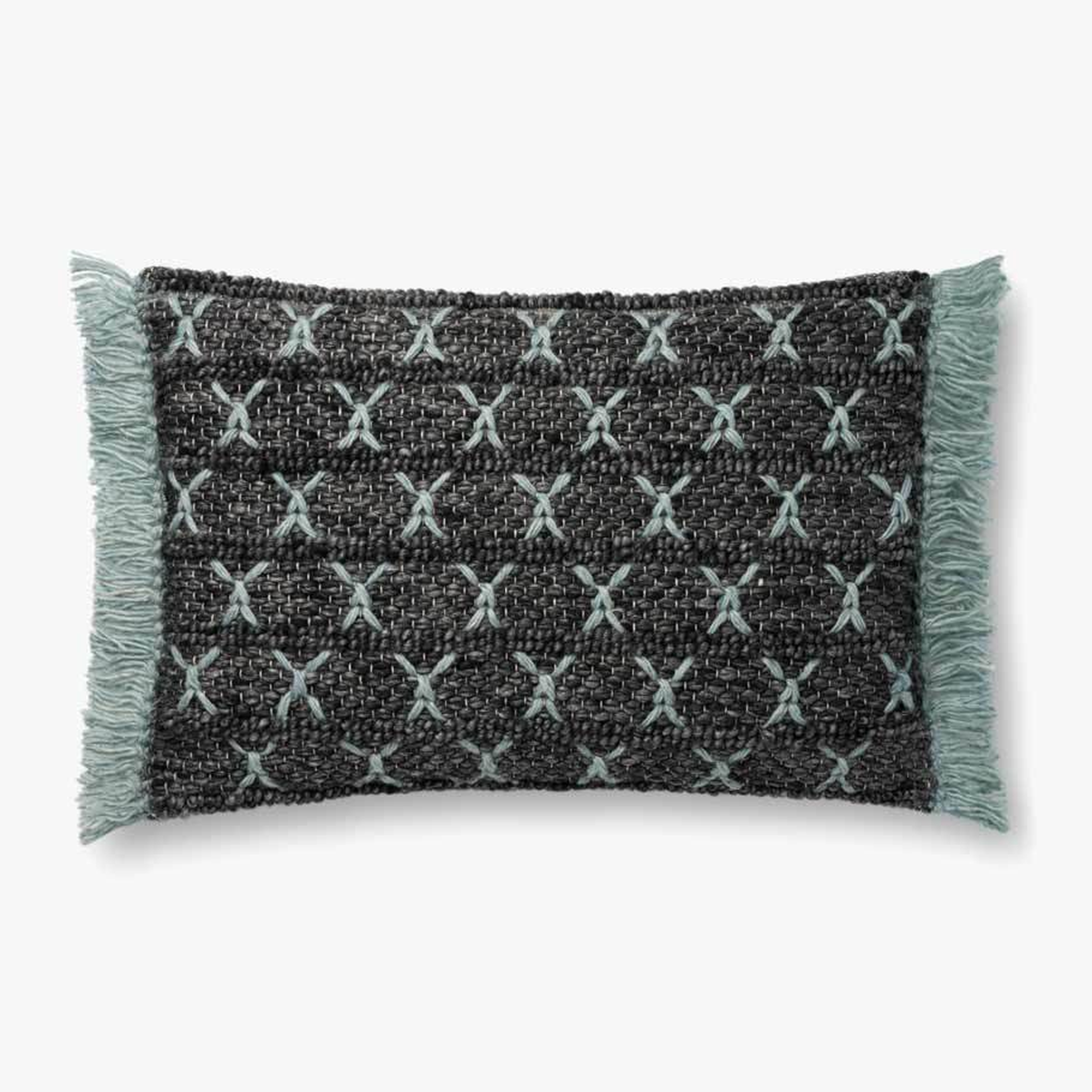 Loloi PILLOWS P0811 Charcoal / Blue 16" x 26" Cover w/Poly - Loloi Rugs