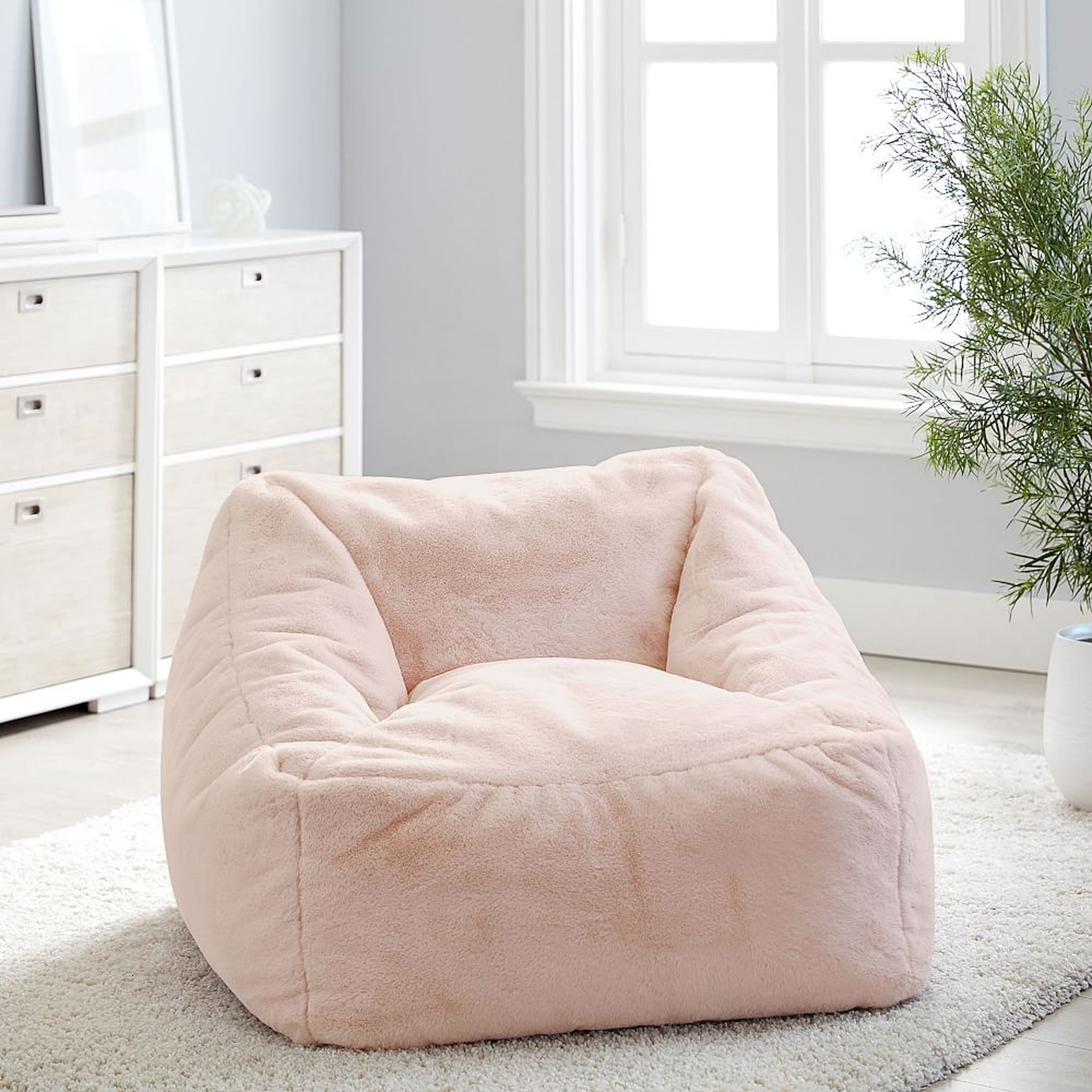 Recycled Faux-Fur Modern Lounger, Blush - Pottery Barn Teen