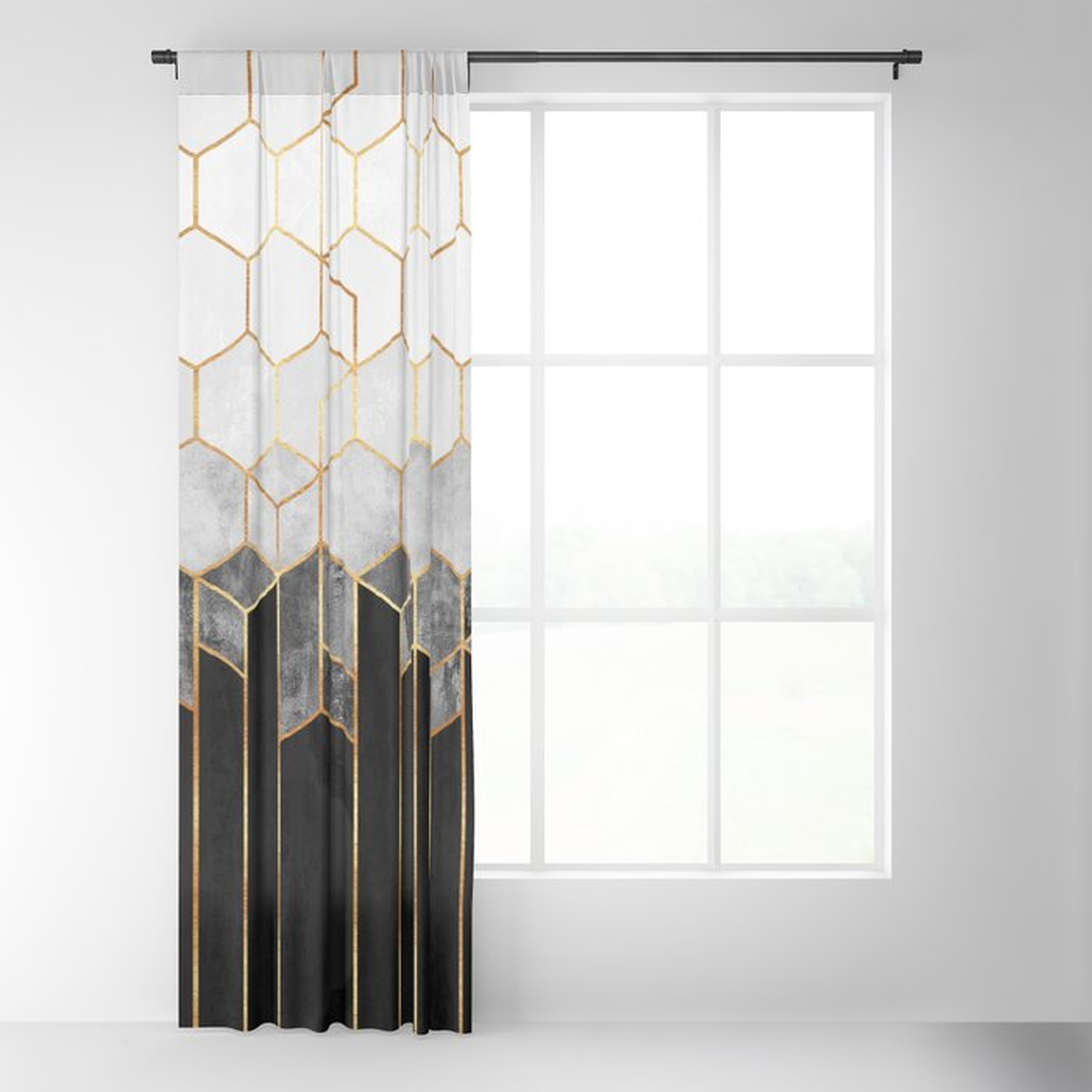 Charcoal Hexagons Blackout Curtain - Society6
