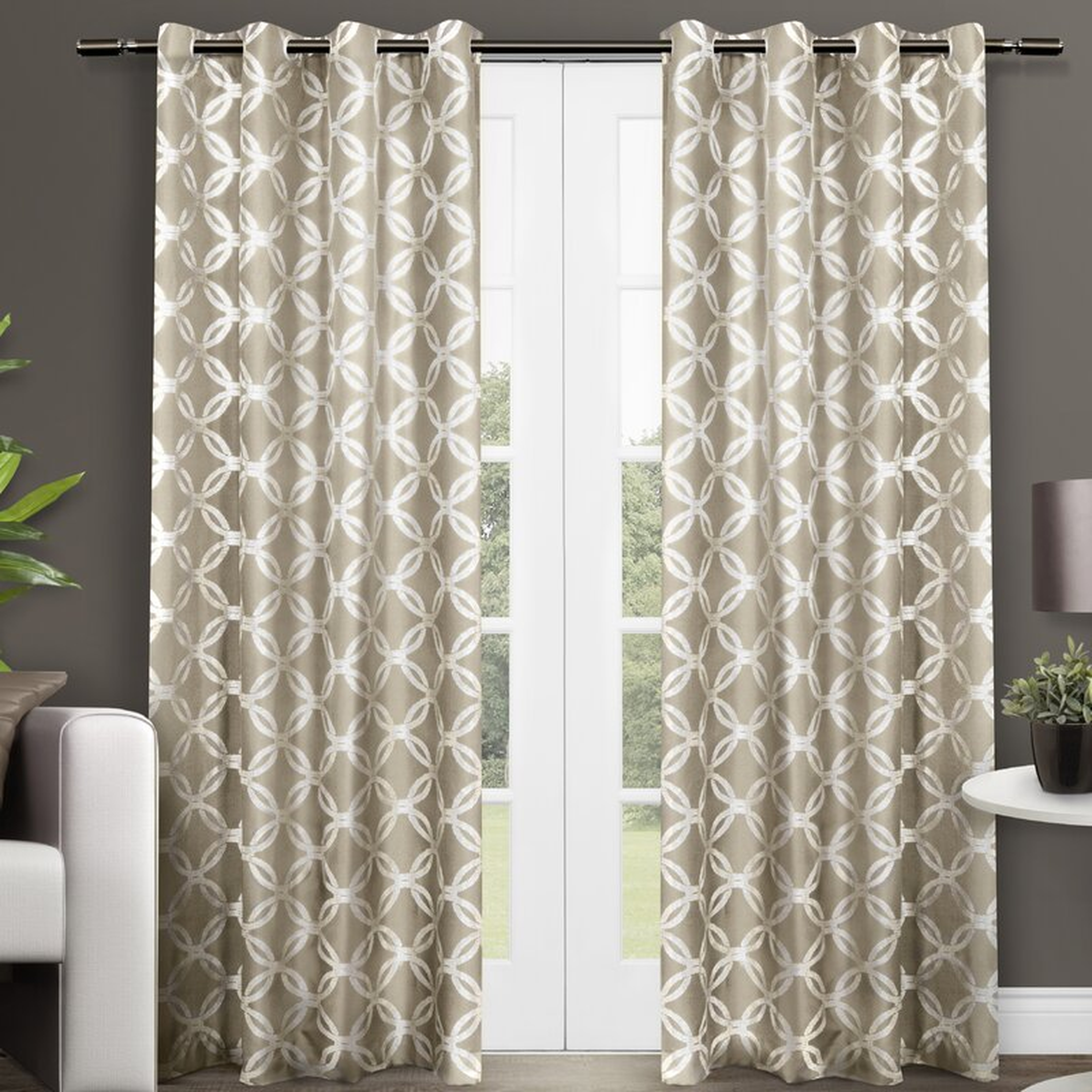 Kittrell Metallic Top Geometric Semi-Sheer Grommet Curtain Panels (Set of 2) - Wayfair