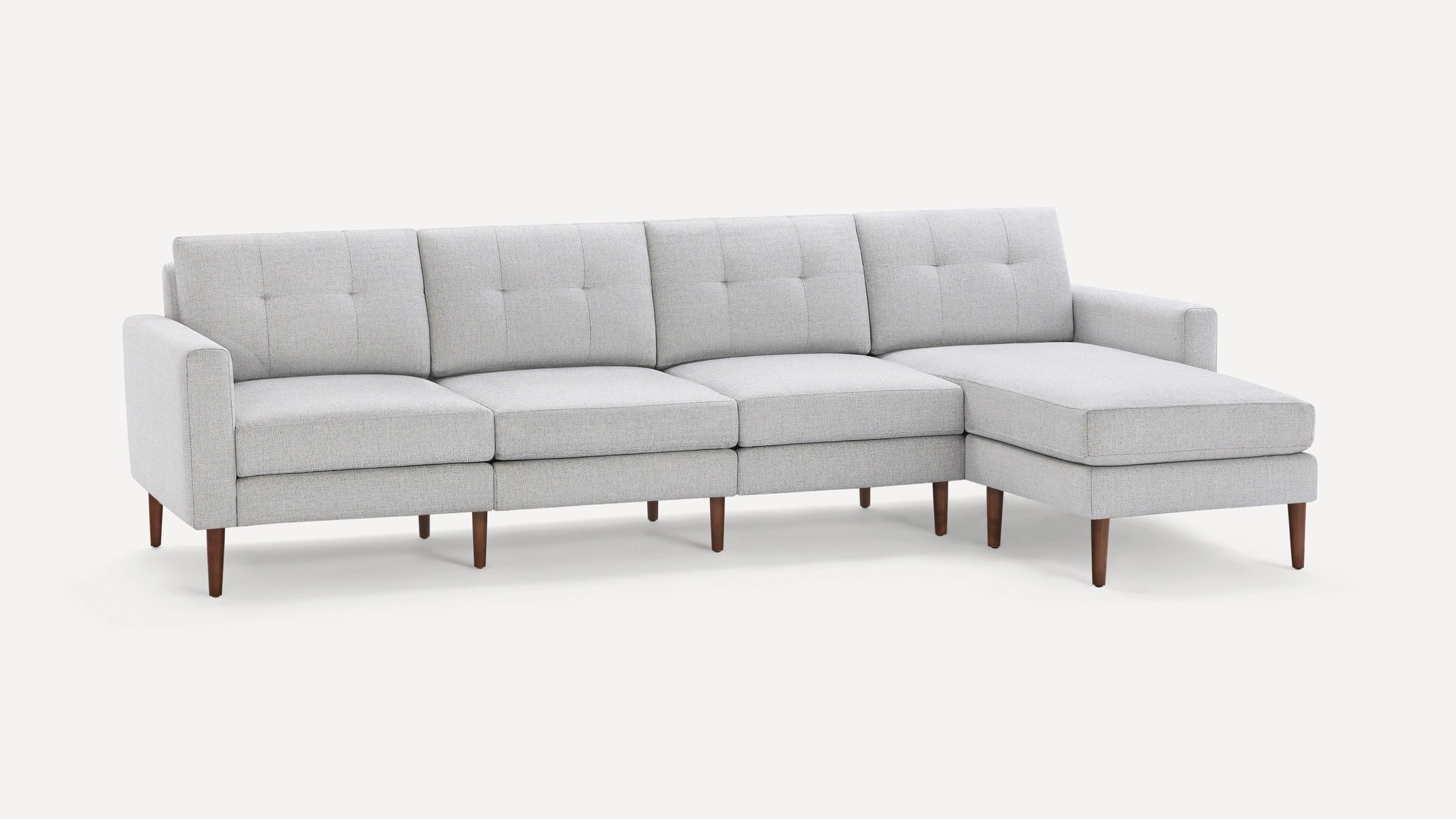 Block Nomad King Sectional - crushed gravel - walnut - block armstyle - Burrow
