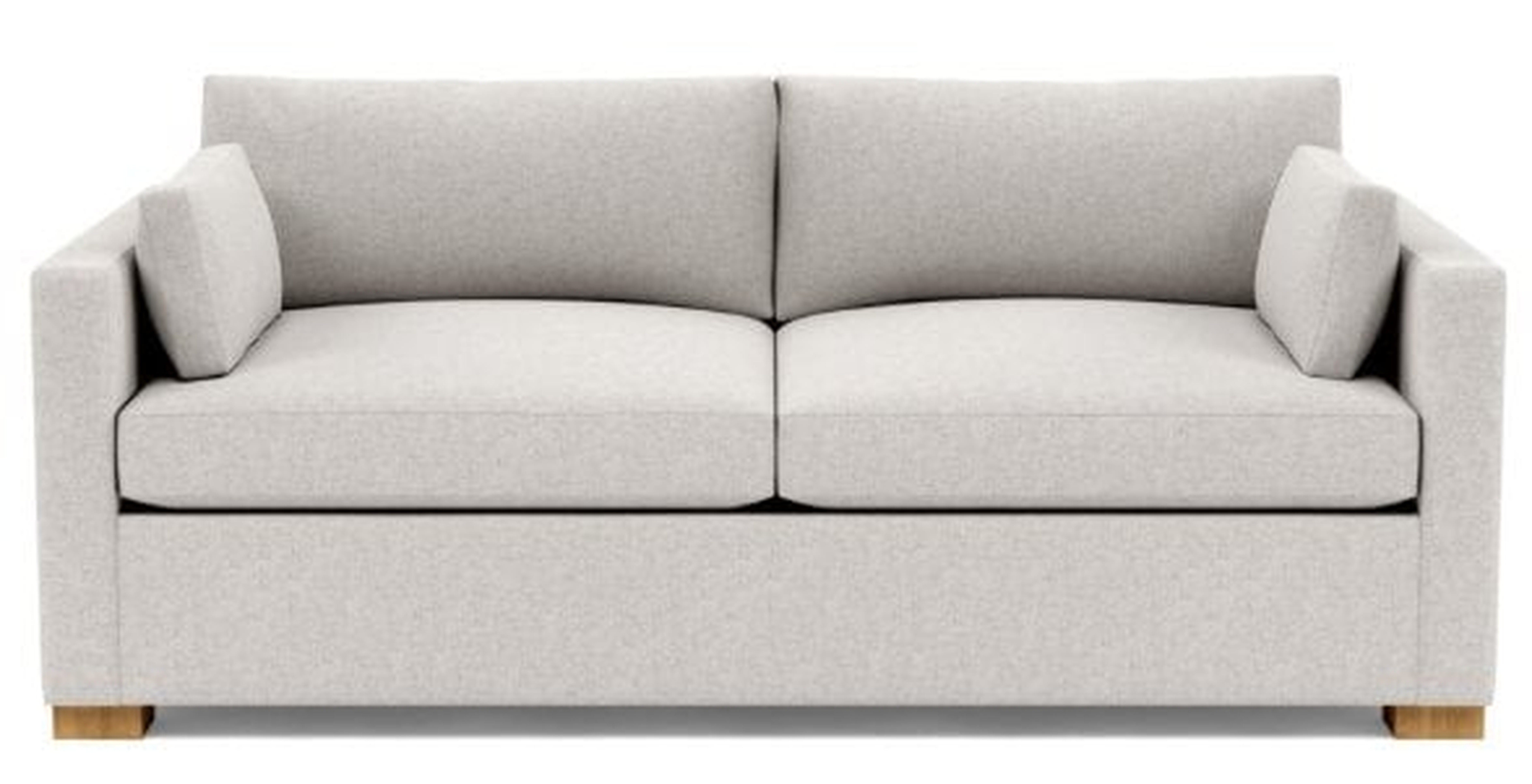 Charly 83" Sofa with Pebble Heathered Weave, Natural Oak Legs, & 2 Cushions - Interior Define