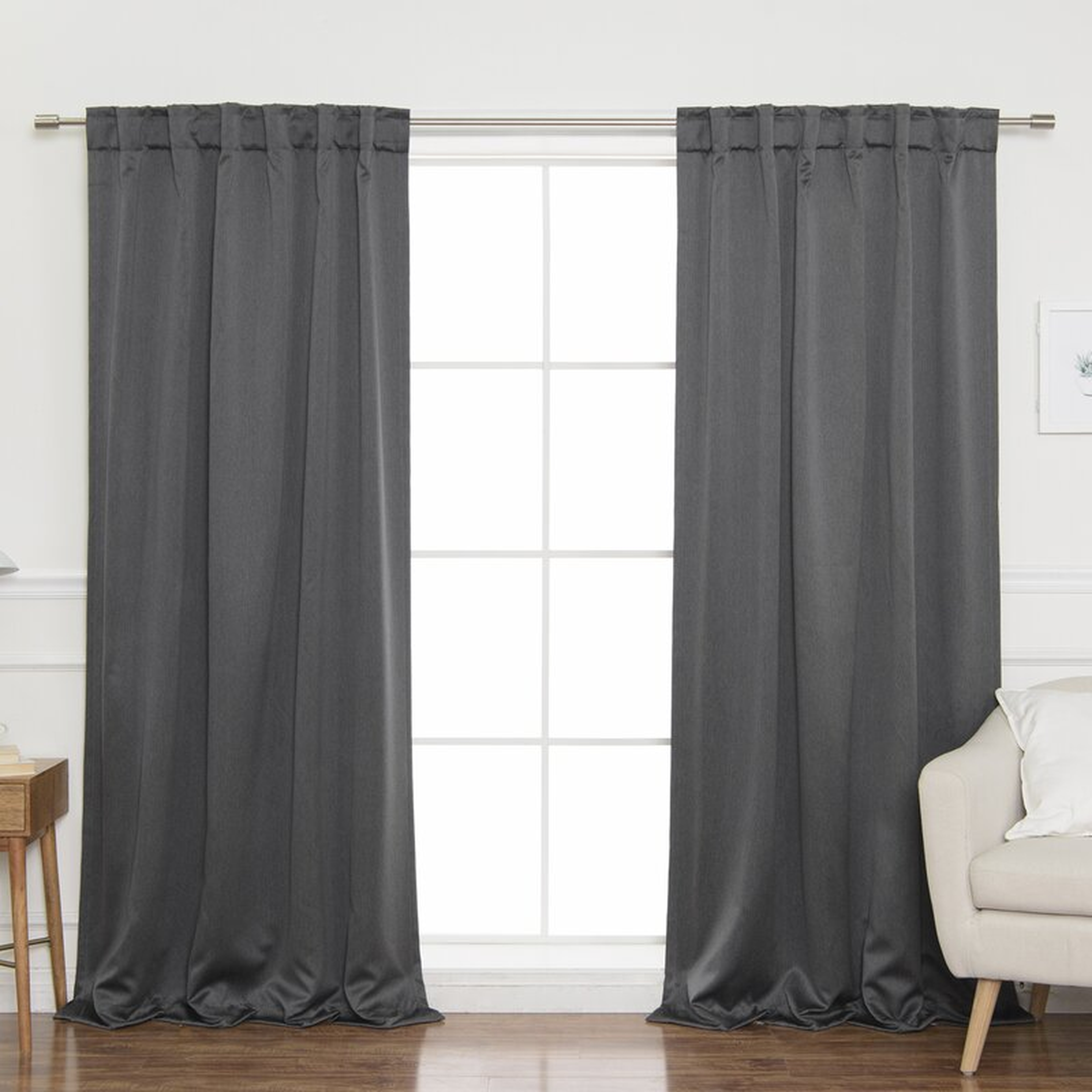 Vinita Heathered Linen Solid Blackout Thermal Tab Top Curtain Panels - Wayfair