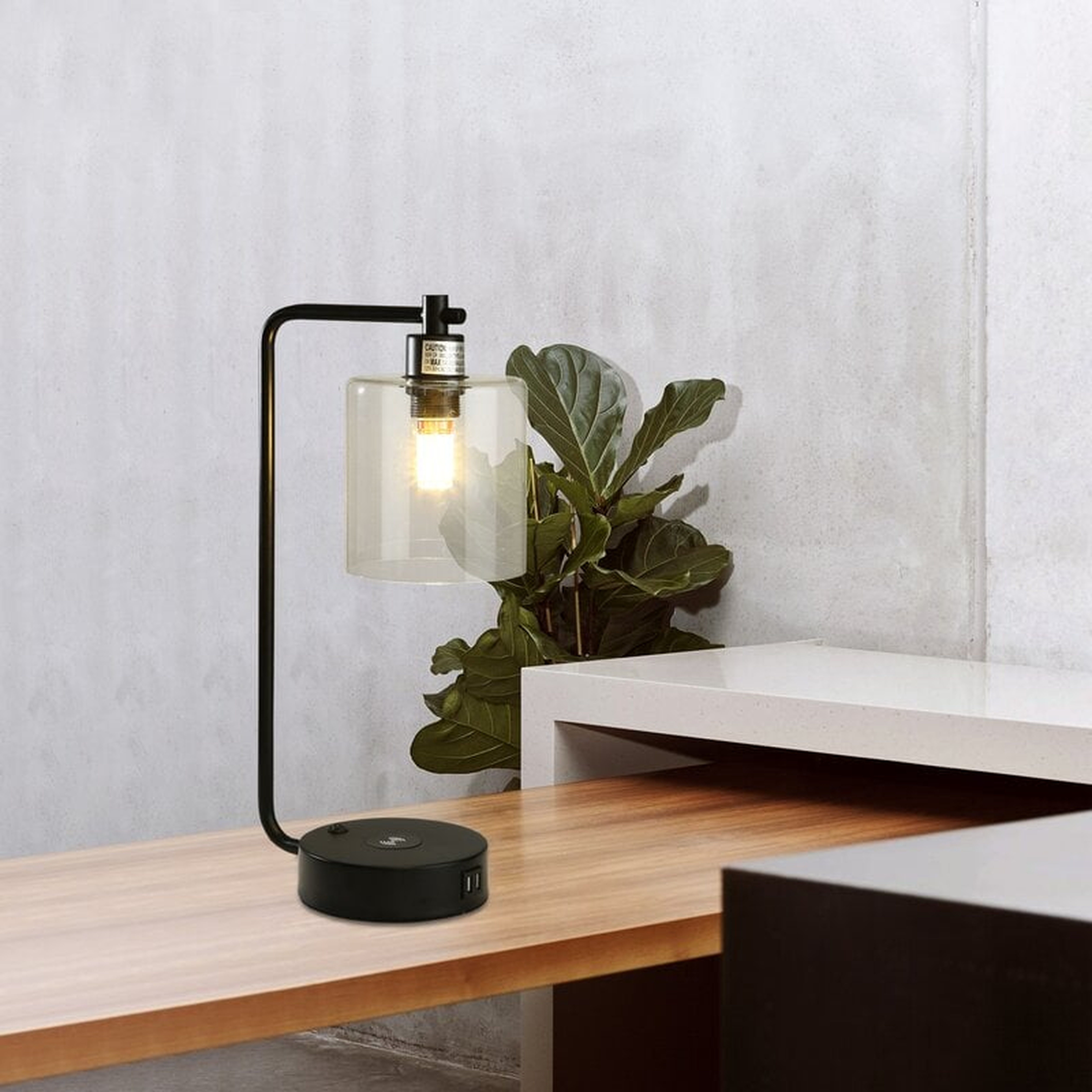 Genavee 19" Black Desk Lamp with USB - Wayfair