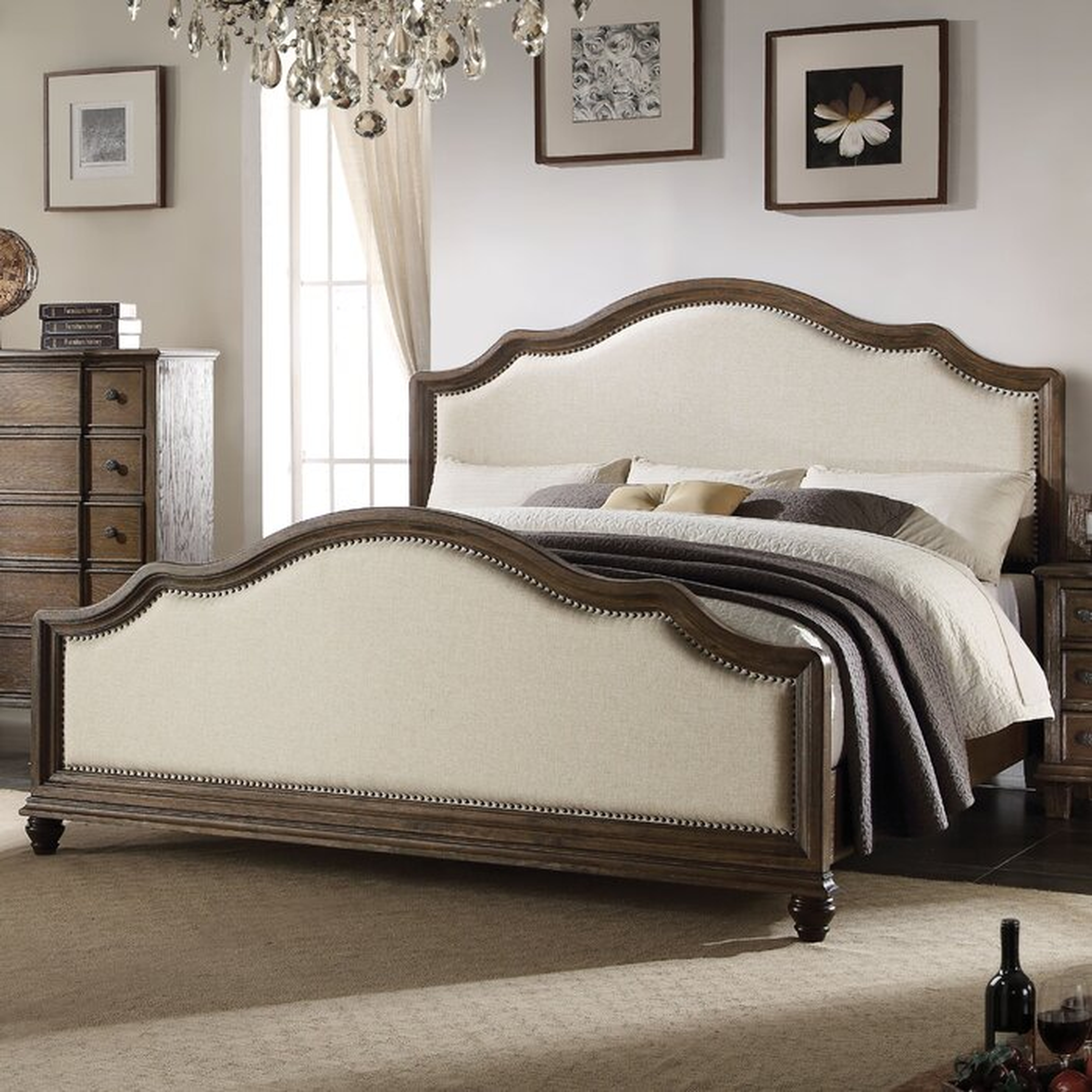 Burgan Weathered Upholstered Panel Bed - California King Size - Wayfair