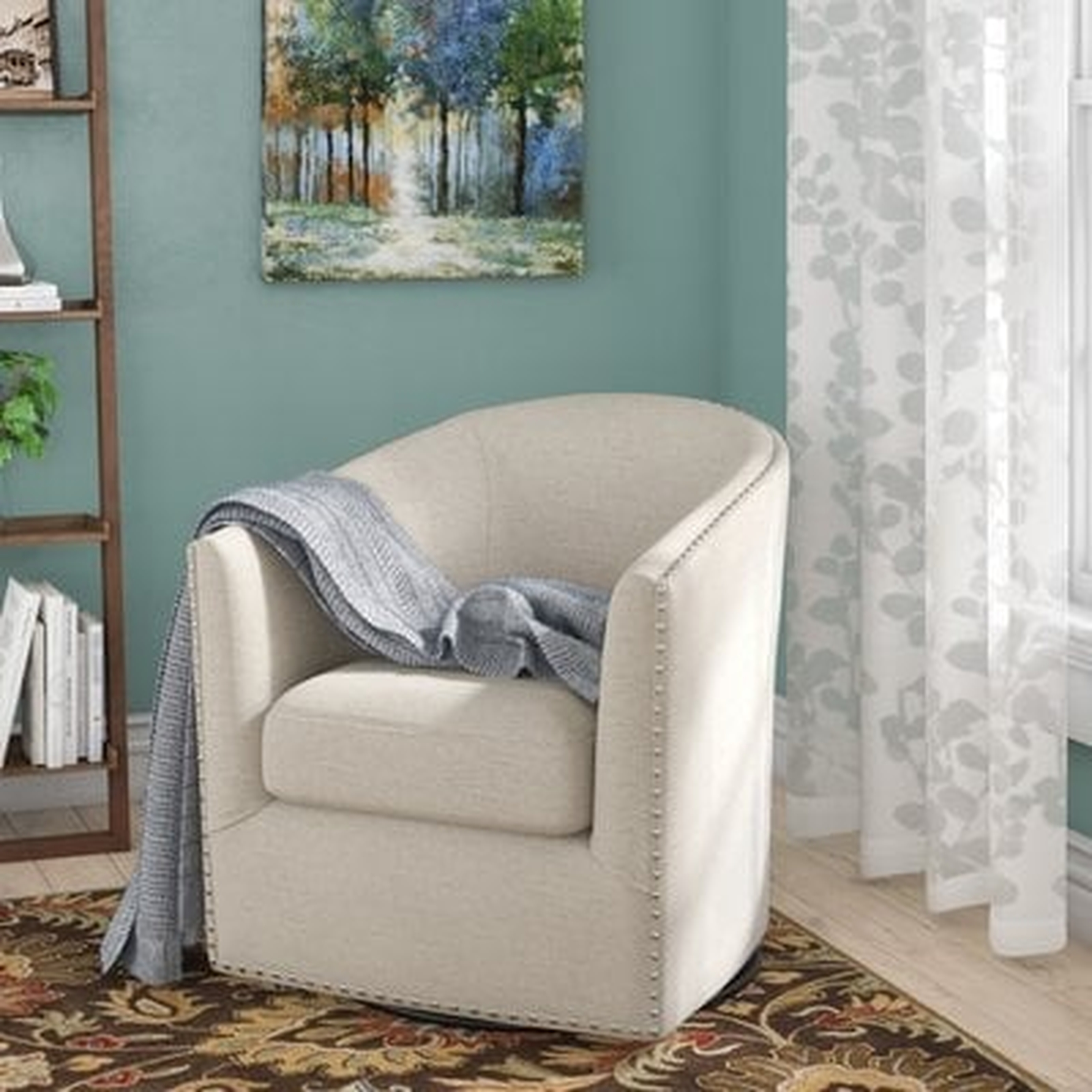 Leominster 28" W Polyester Swivel Barrel Chair - Wayfair