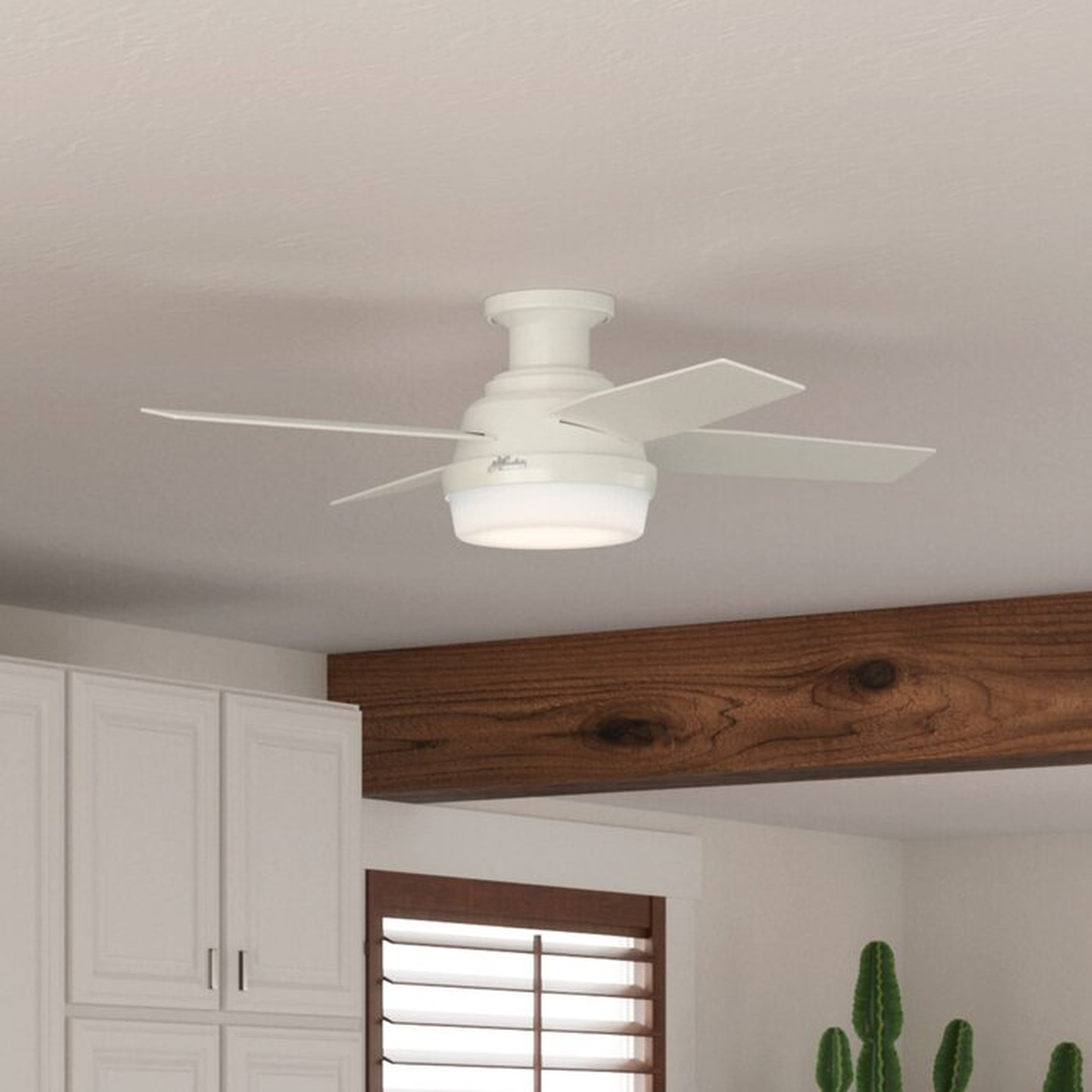 44'' Dempsey Low Profile 4 - Blade Flush Mount Ceiling Fan with Remote Control and Light Kit Included - Wayfair