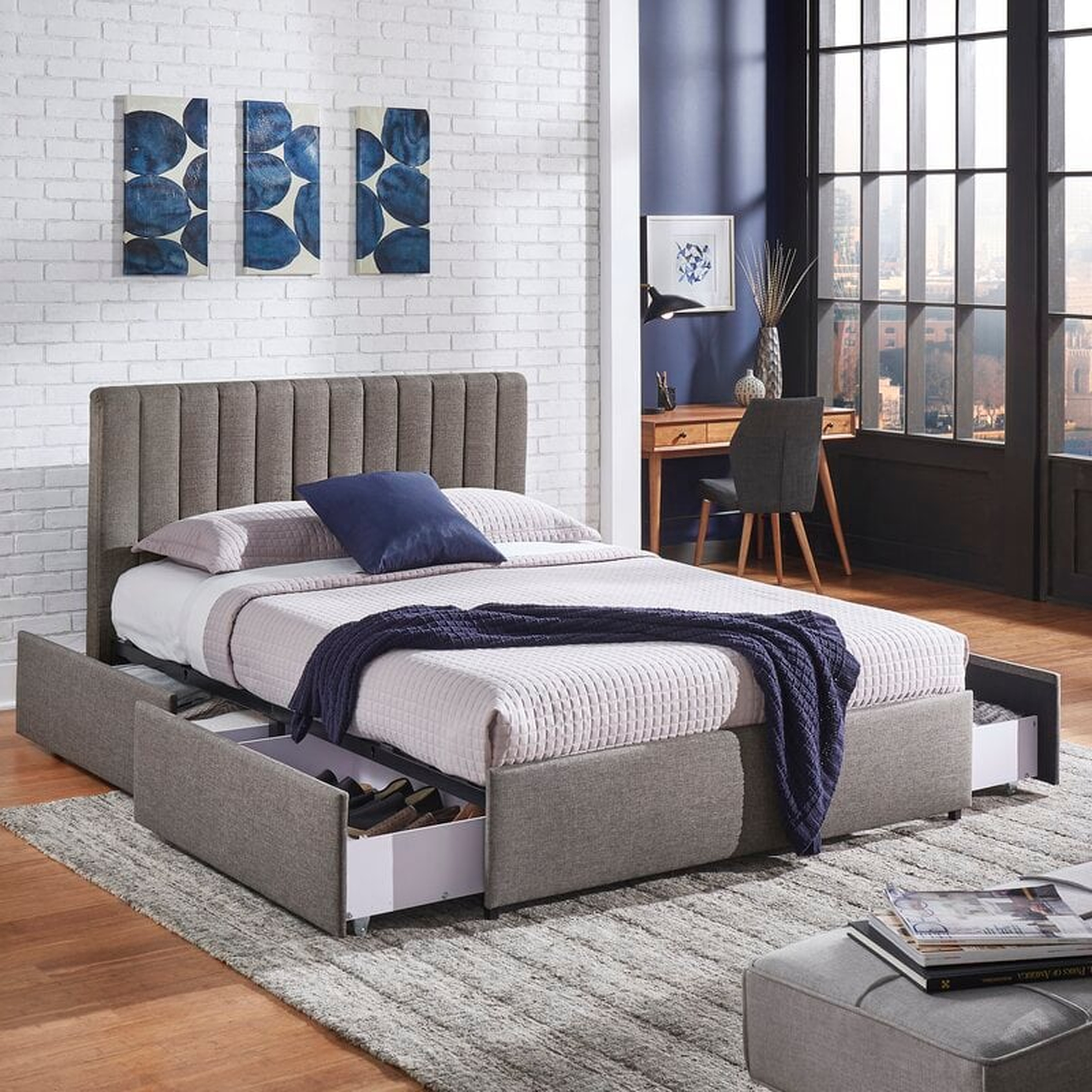 Gaylen Upholstered Low Profile Storage Platform Bed, Full Size - Wayfair