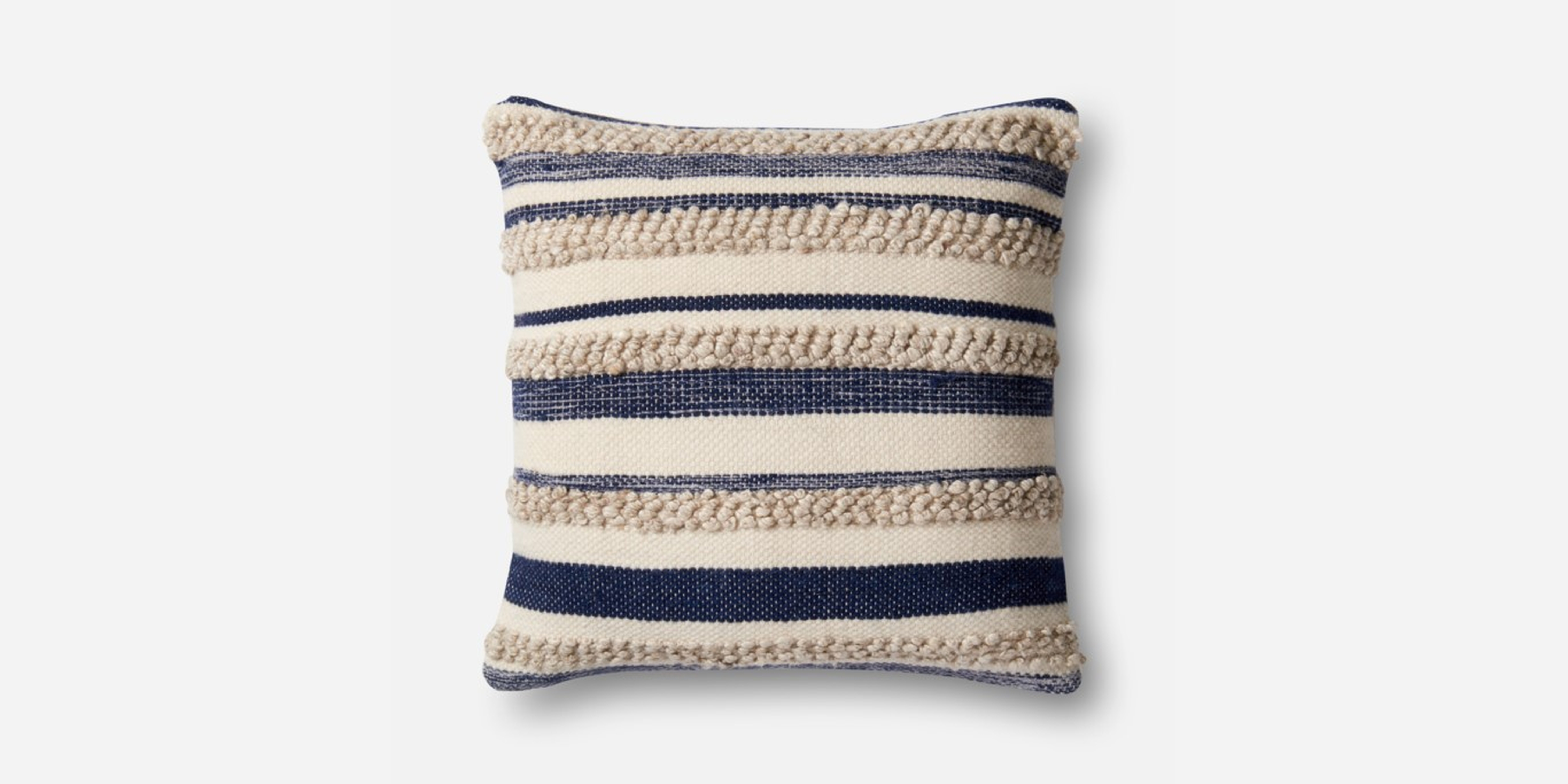 P1022 MH Navy / IVORY Pillow - With Down Insert - Loma Threads