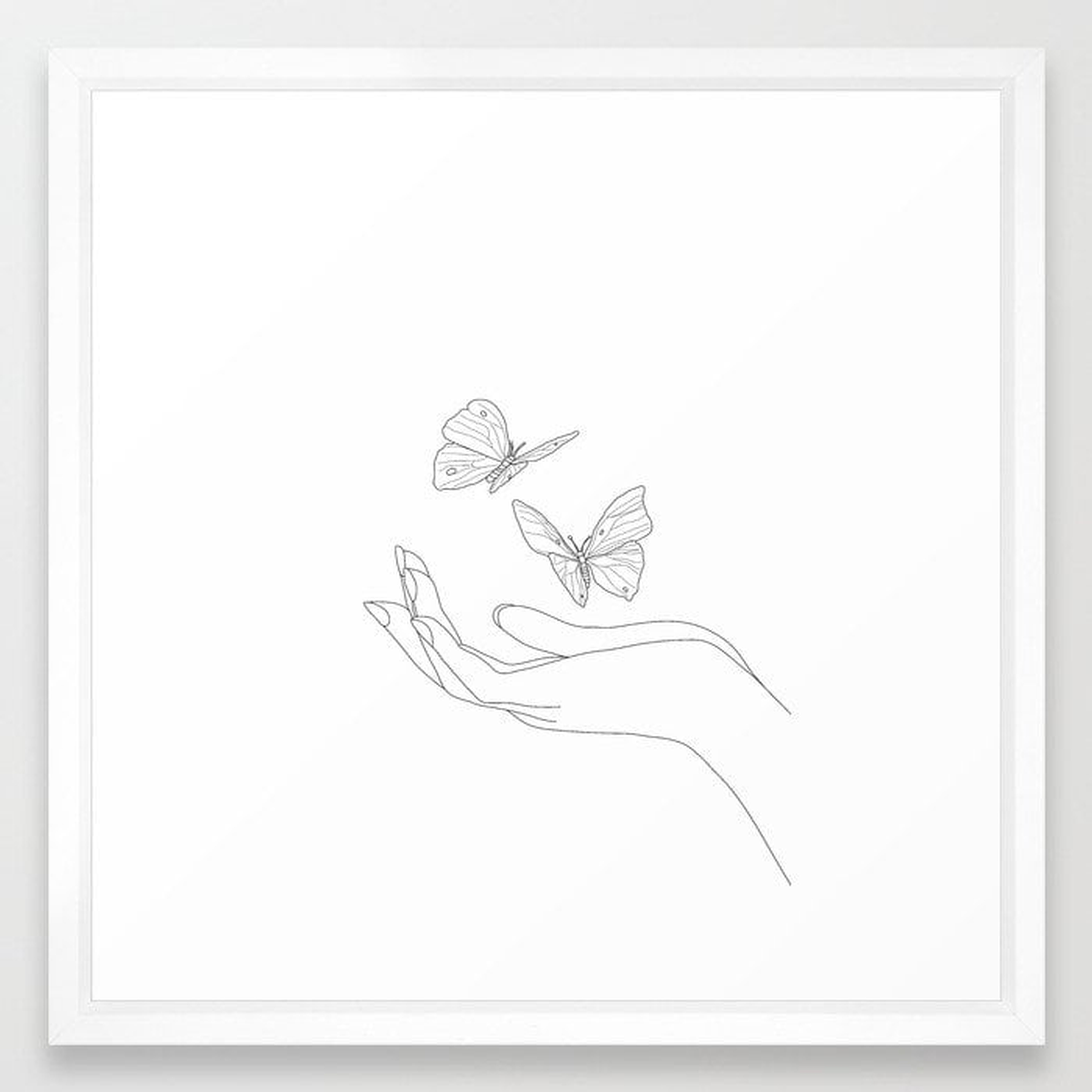 Butterflies on the Palm of the Hand Framed Art Print - Society6