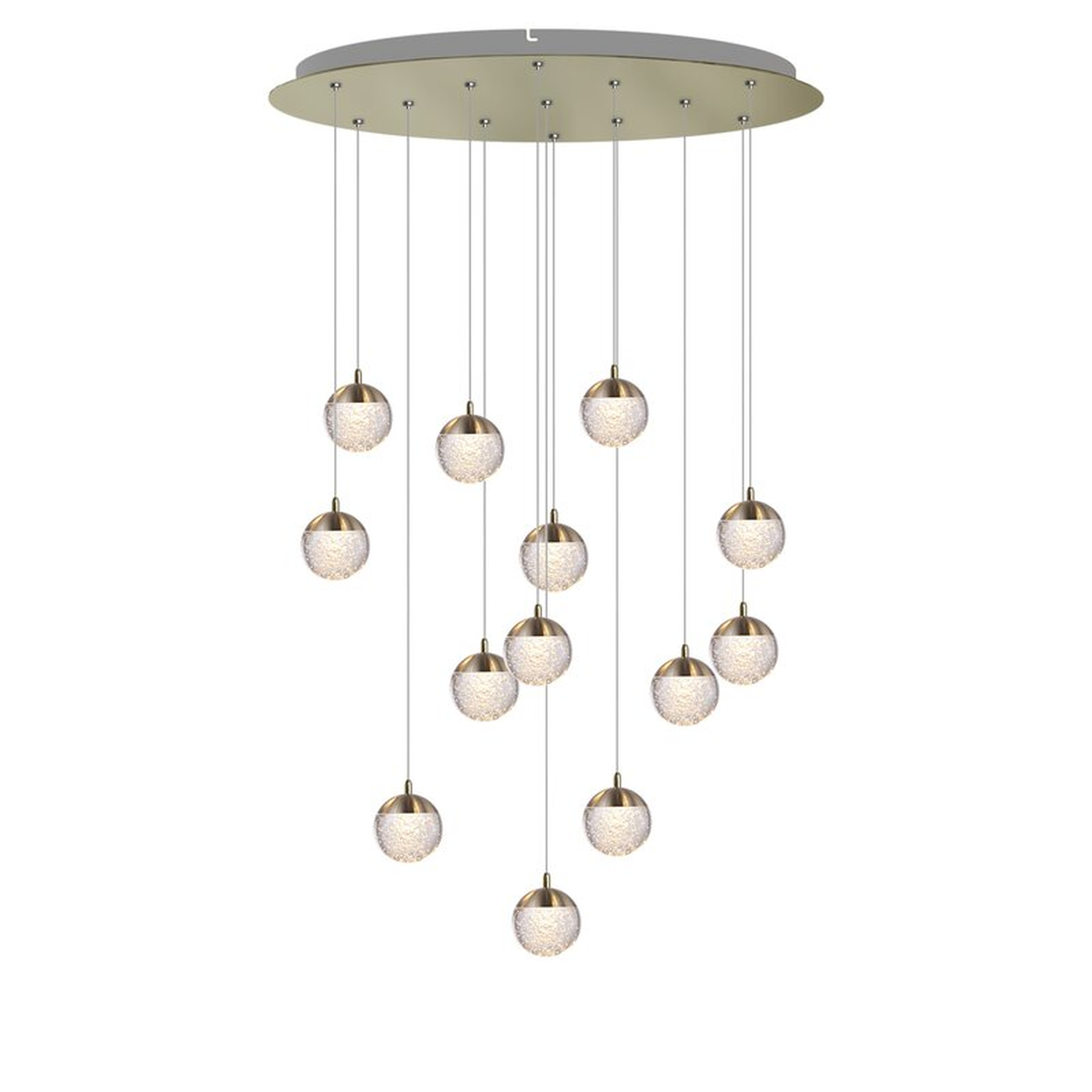 Heatherly 13-Light LED Cluster Globe Pendant,  Brushed Brass - Wayfair