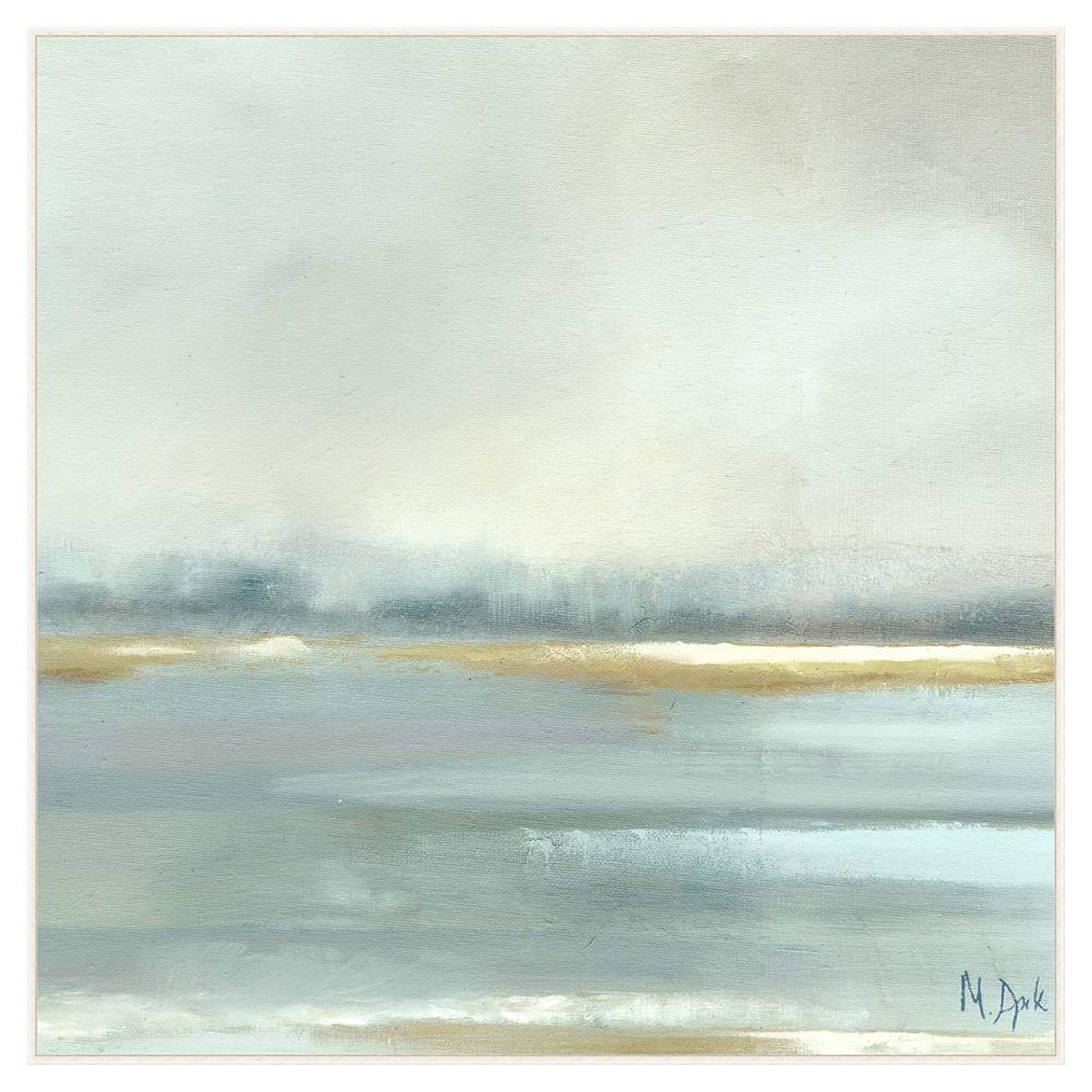Camila Coastal Blue Grey Mist Abstract Canvas Painting - Kathy Kuo Home