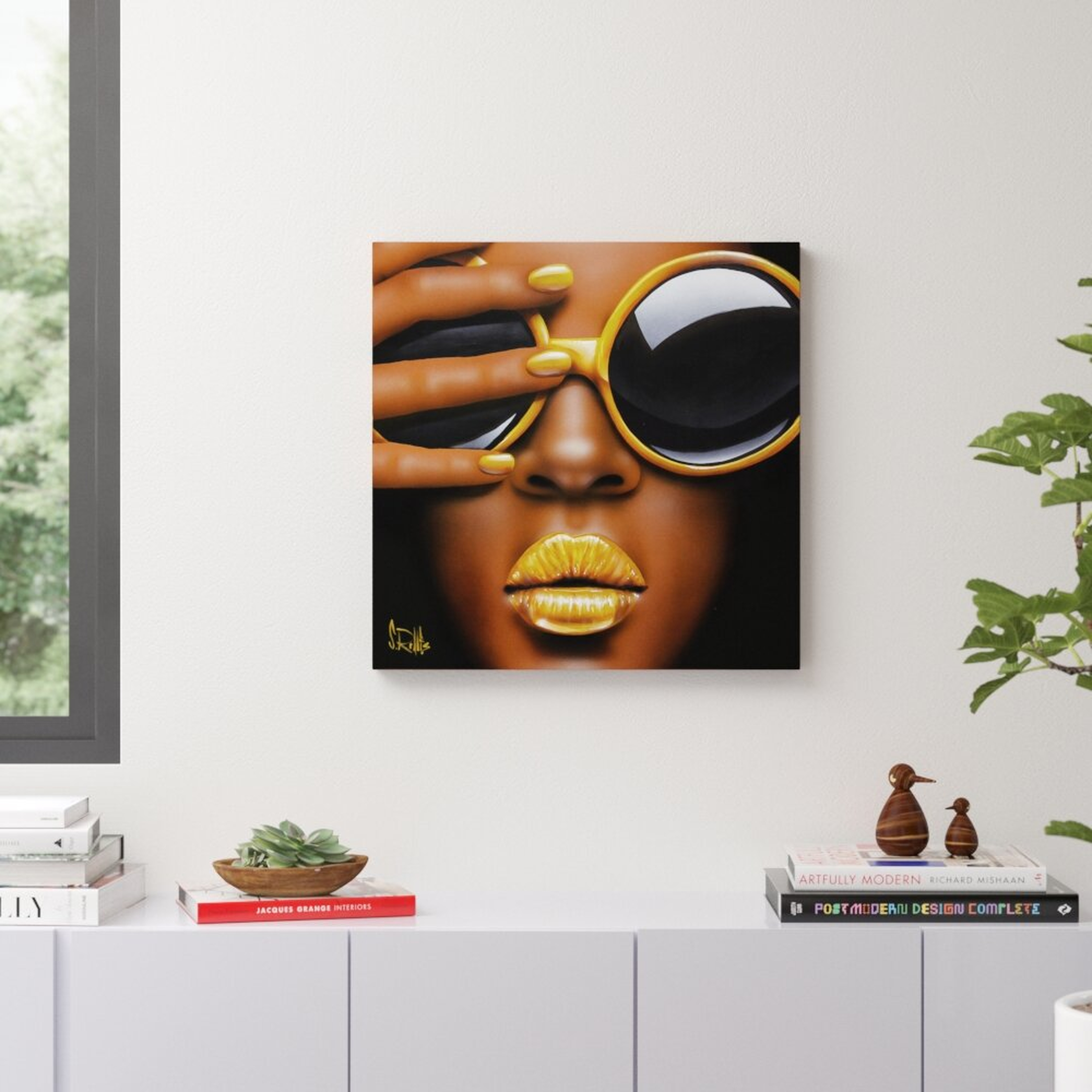 Goldilips by Scott Rohlfs Wrapped Canvas Graphic Art on Canvas 18" H x 18" W x 0.75" D - Wayfair
