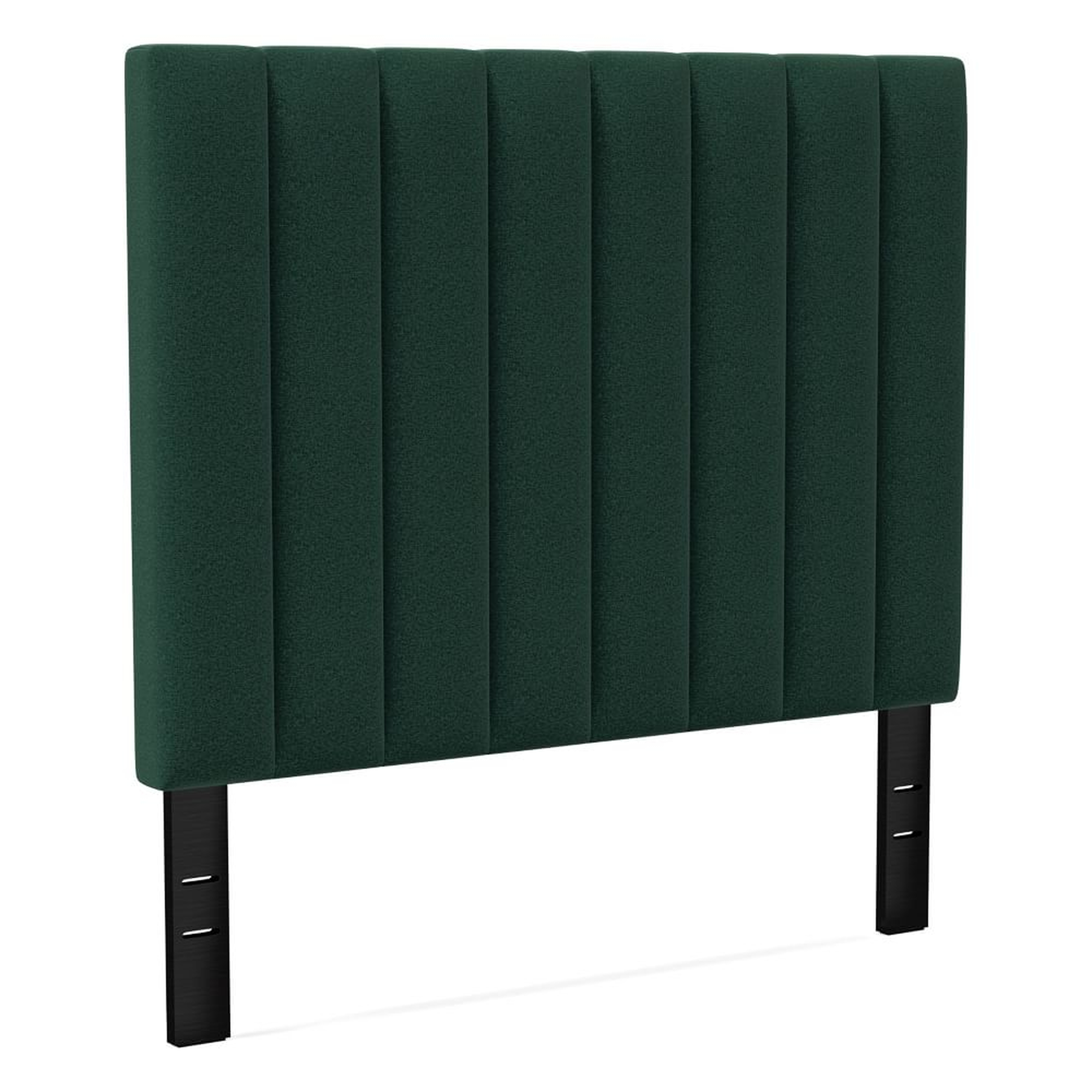 Channel Tufted Headboard Tall, Queen, Distressed Velvet, Forest - West Elm