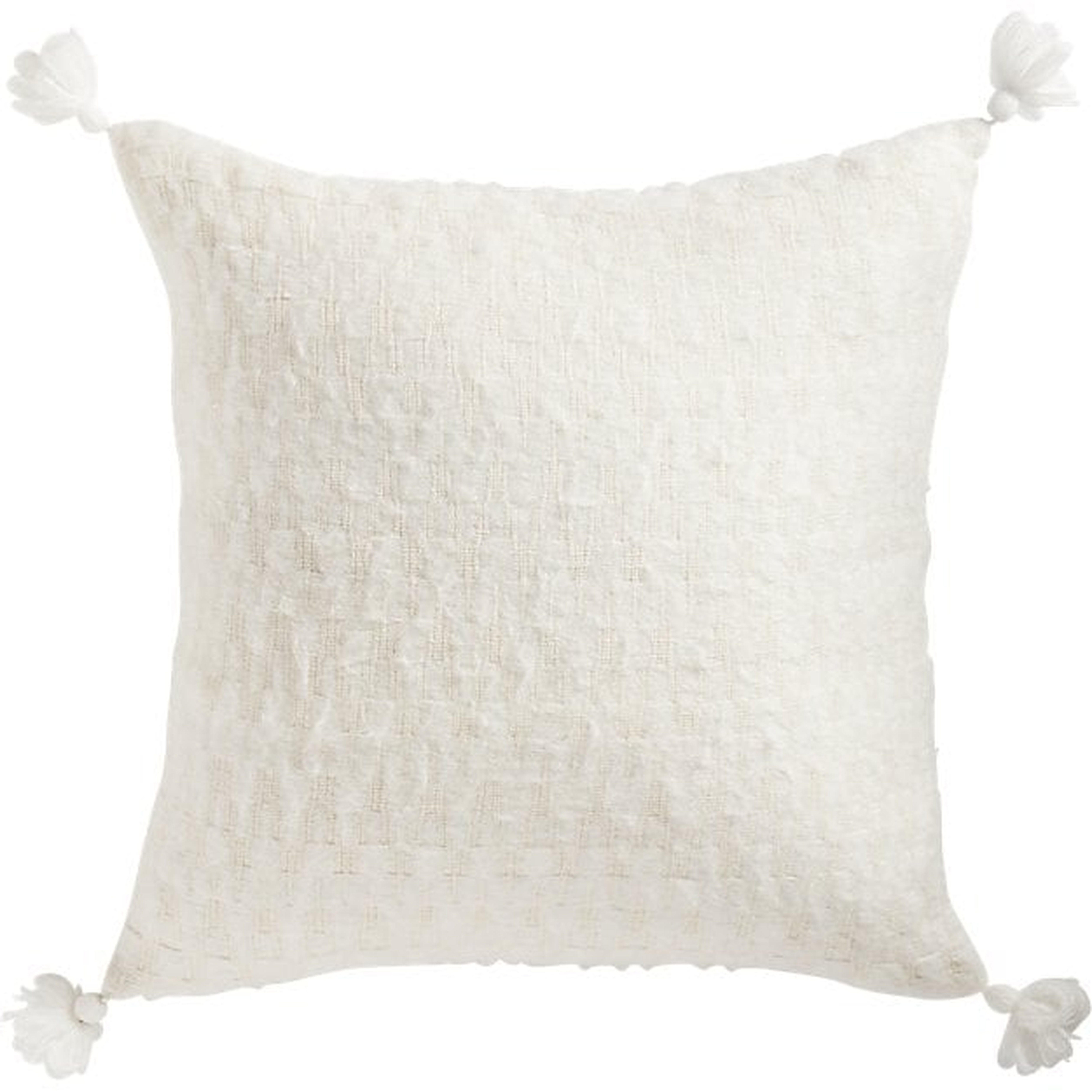 23" SVEN WHITE TASSEL PILLOW WITH FEATHER-DOWN INSERT - CB2