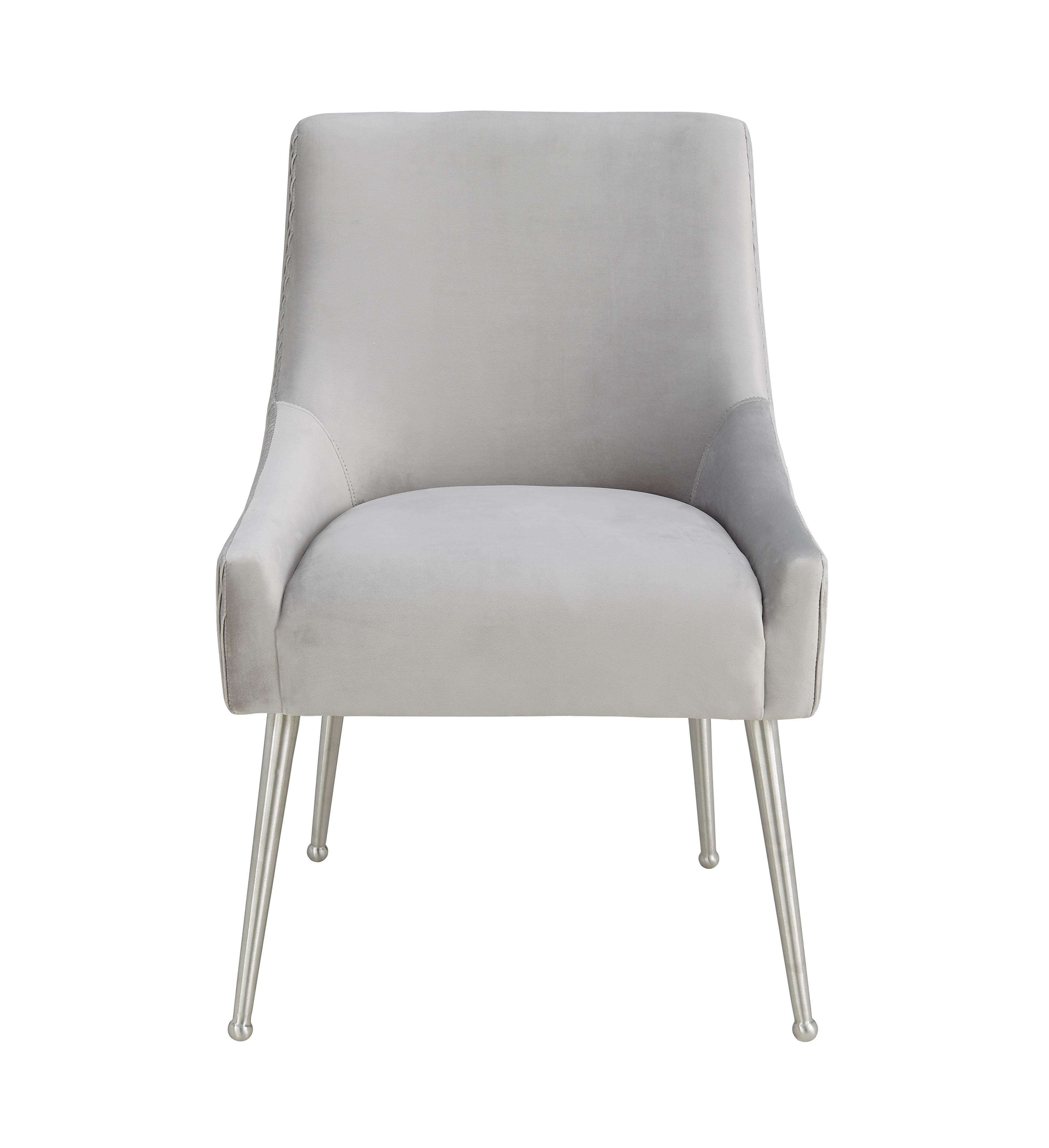 Biancatrix Pleated Light Morgan Velvet Side Chair - Silver Legs - Maren Home