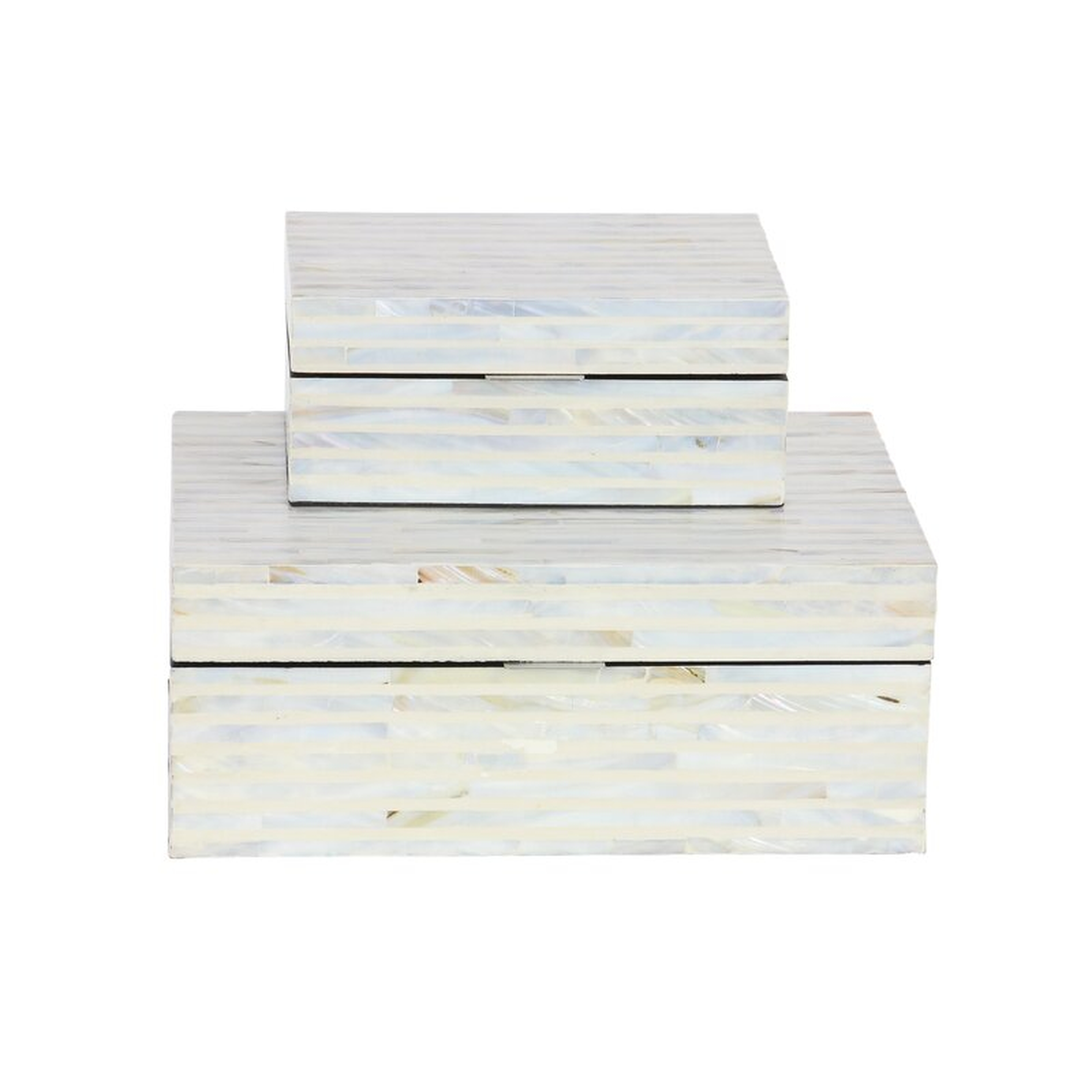 Ronan 2 Piece Mother of Pearl Inlay Decorative Box Set / Distressed White - Wayfair