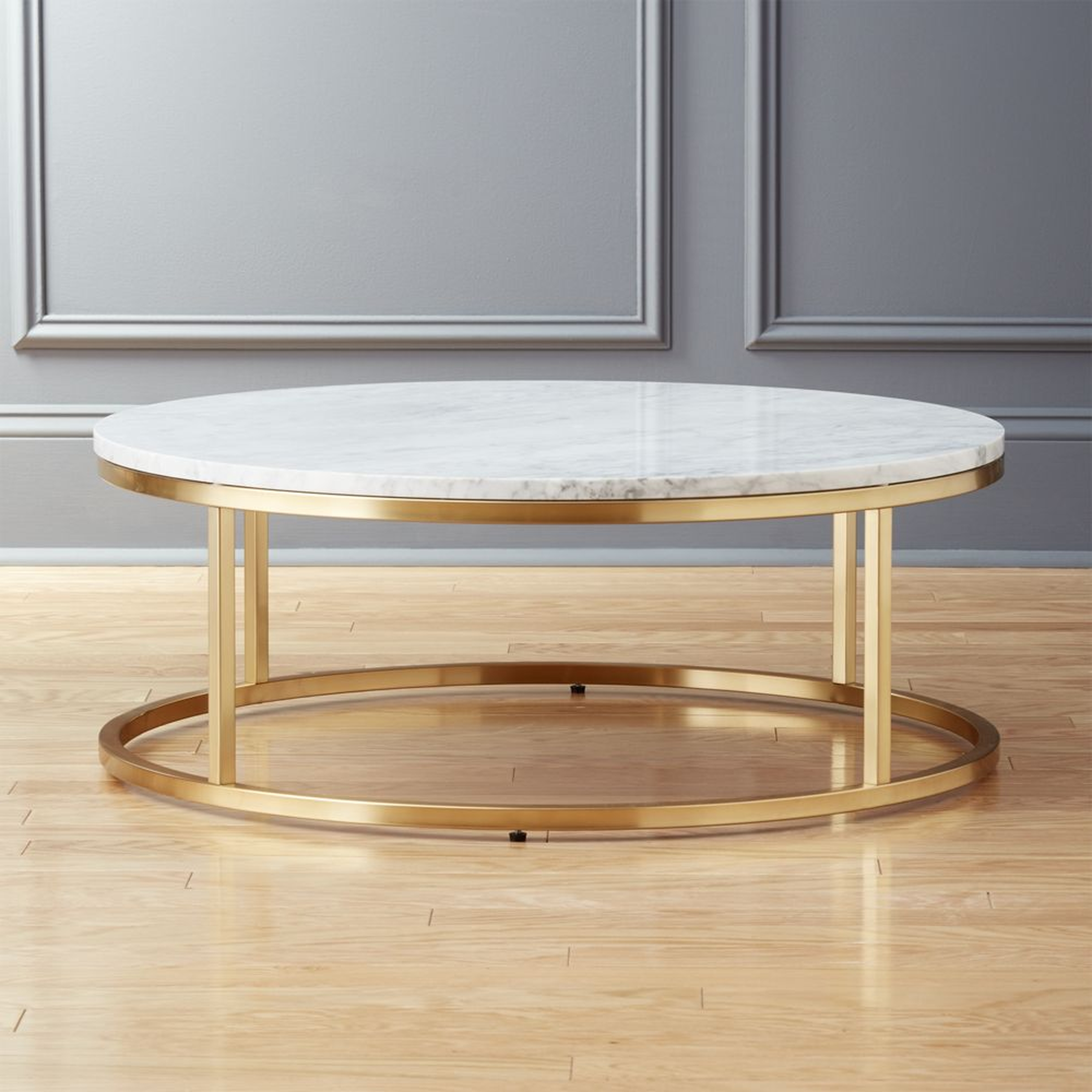 SMART ROUND MARBLE BRASS COFFEE TABLE - CB2