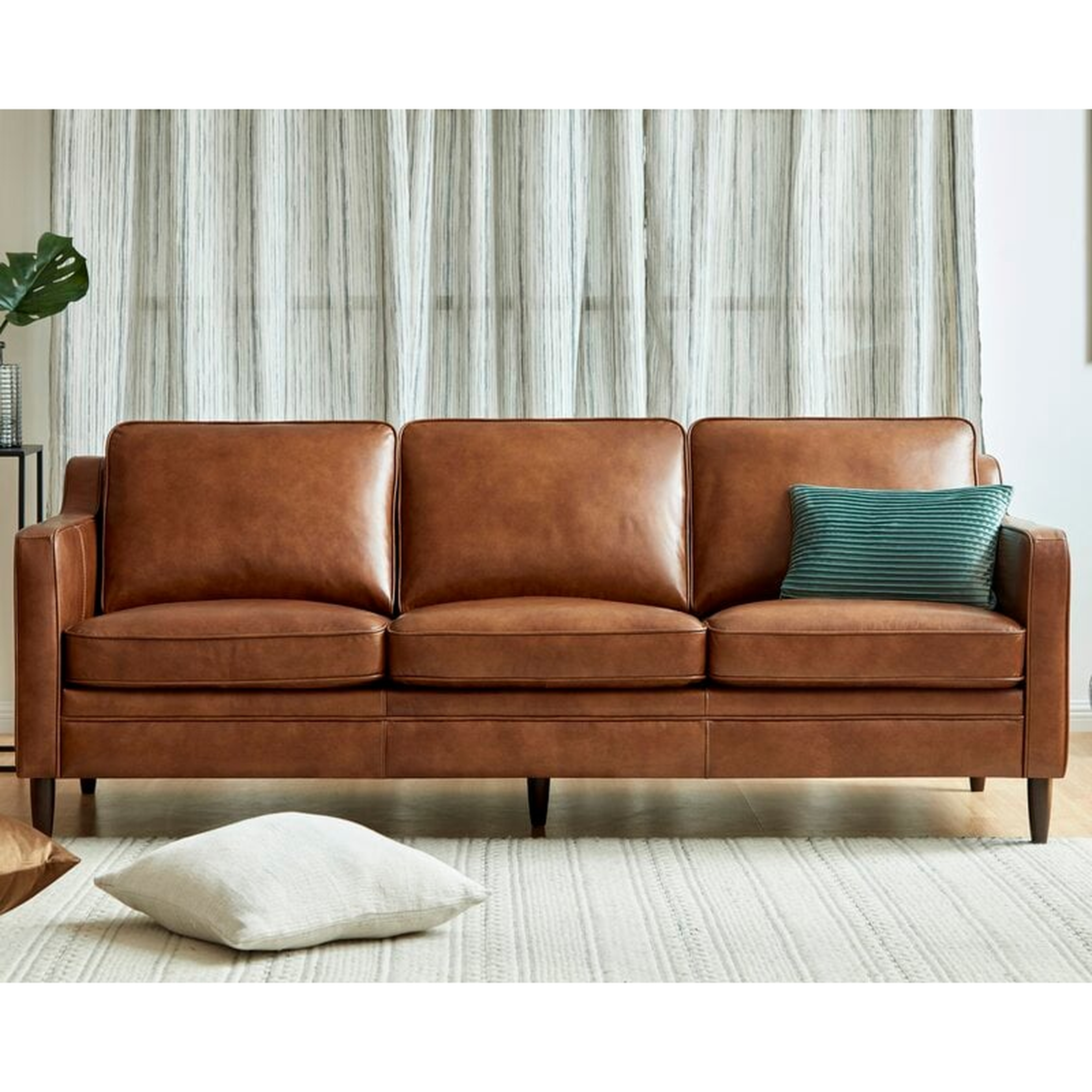 Abbott Genuine Leather Square Arm Sofa - Wayfair