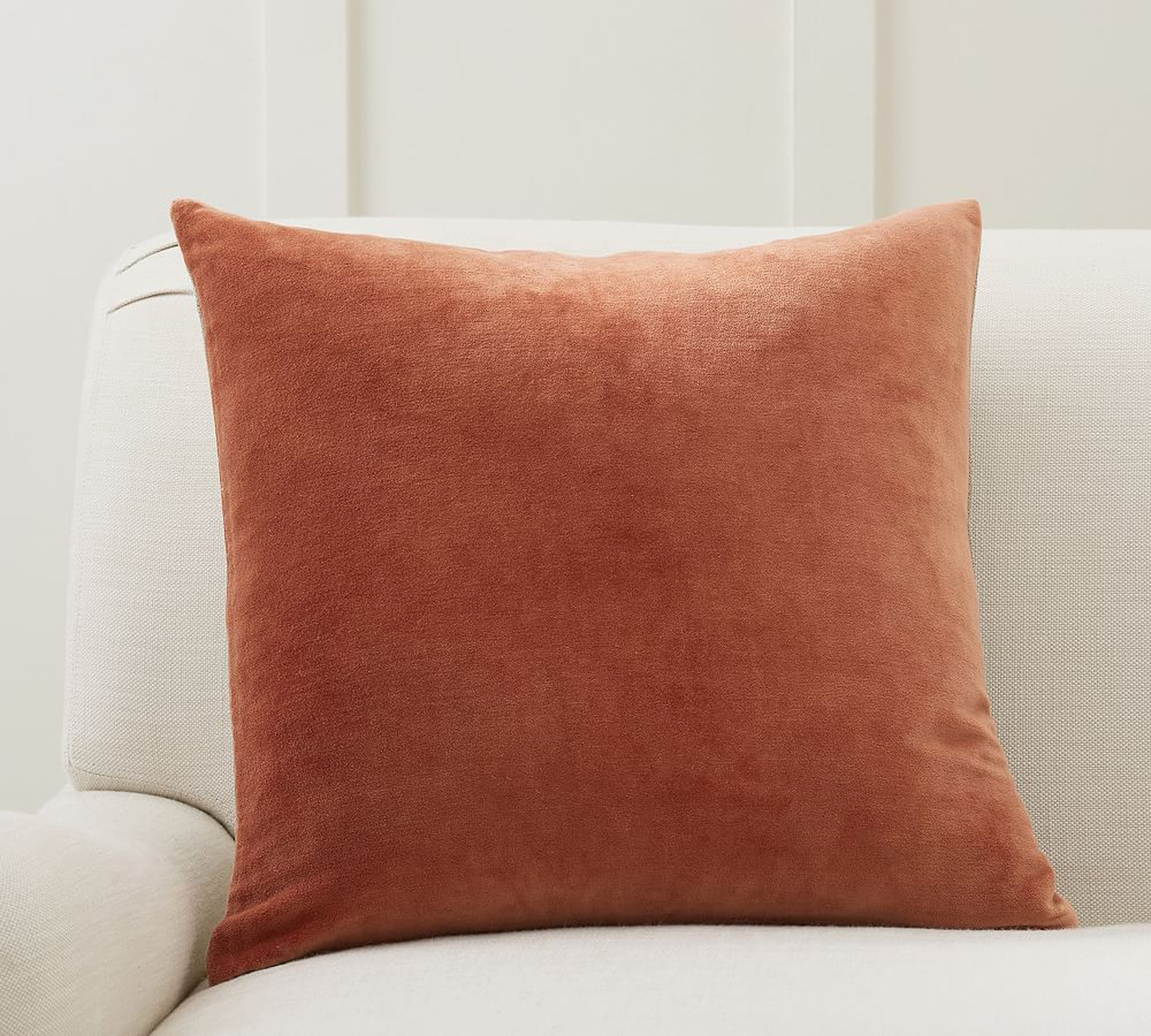 Velvet Linen Pillow Cover, 20 x 20", Adobe - Pottery Barn