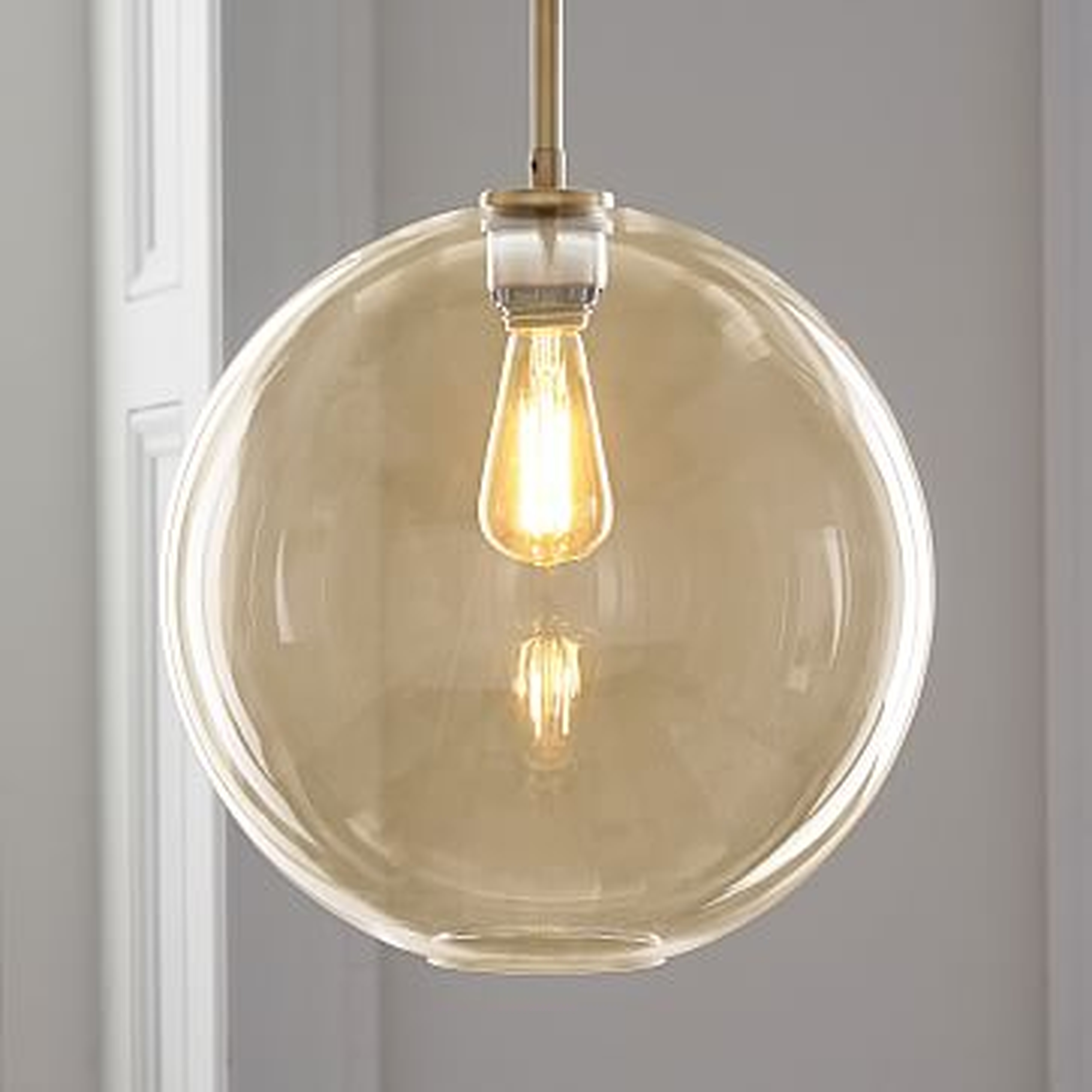 Sculptural Glass Shade, Large Globe, Champagne - West Elm