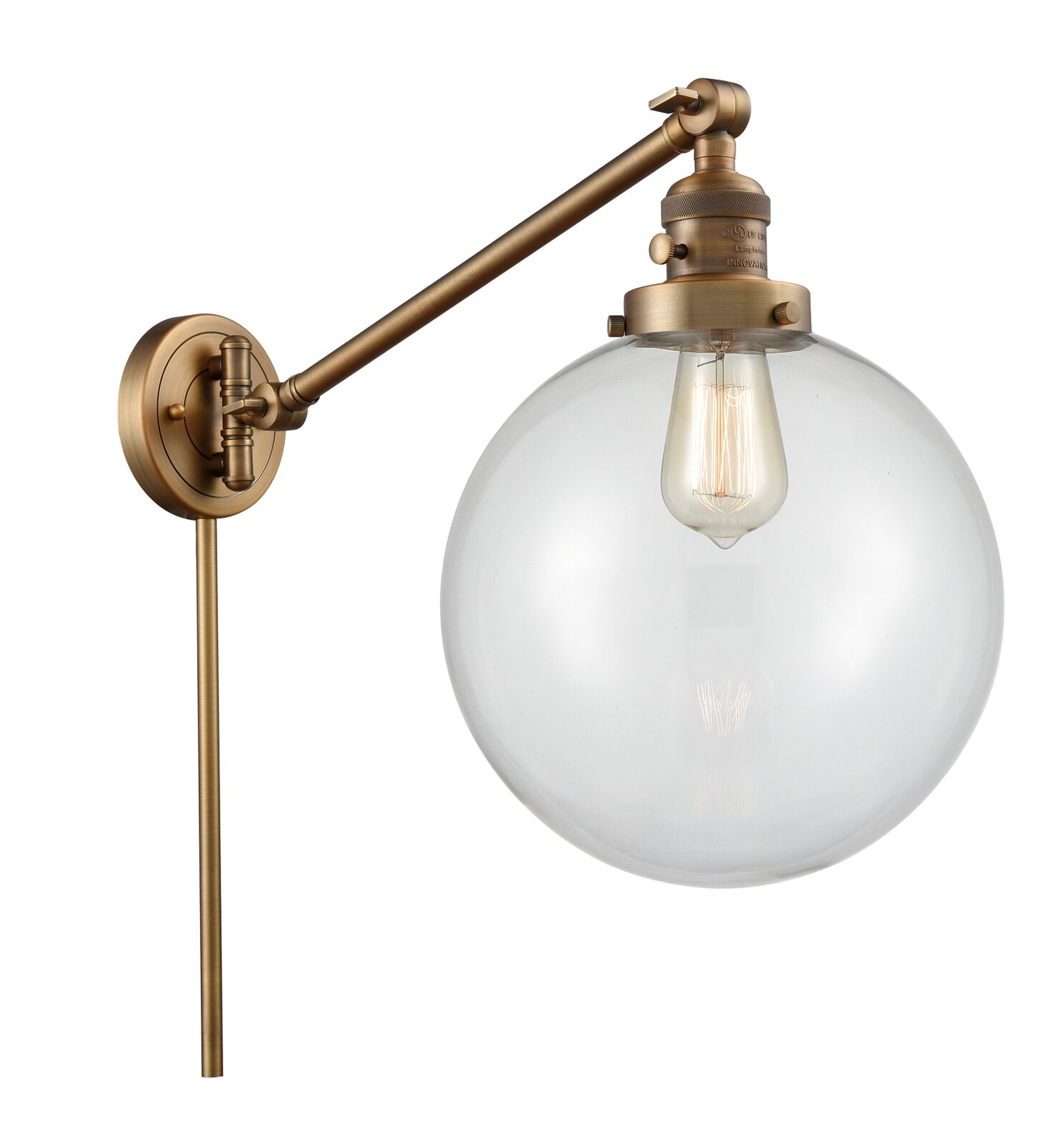 Brunell 1 - Light Dimmable Swing Arm - Brushed Brass w/ Clear Glass - Wayfair