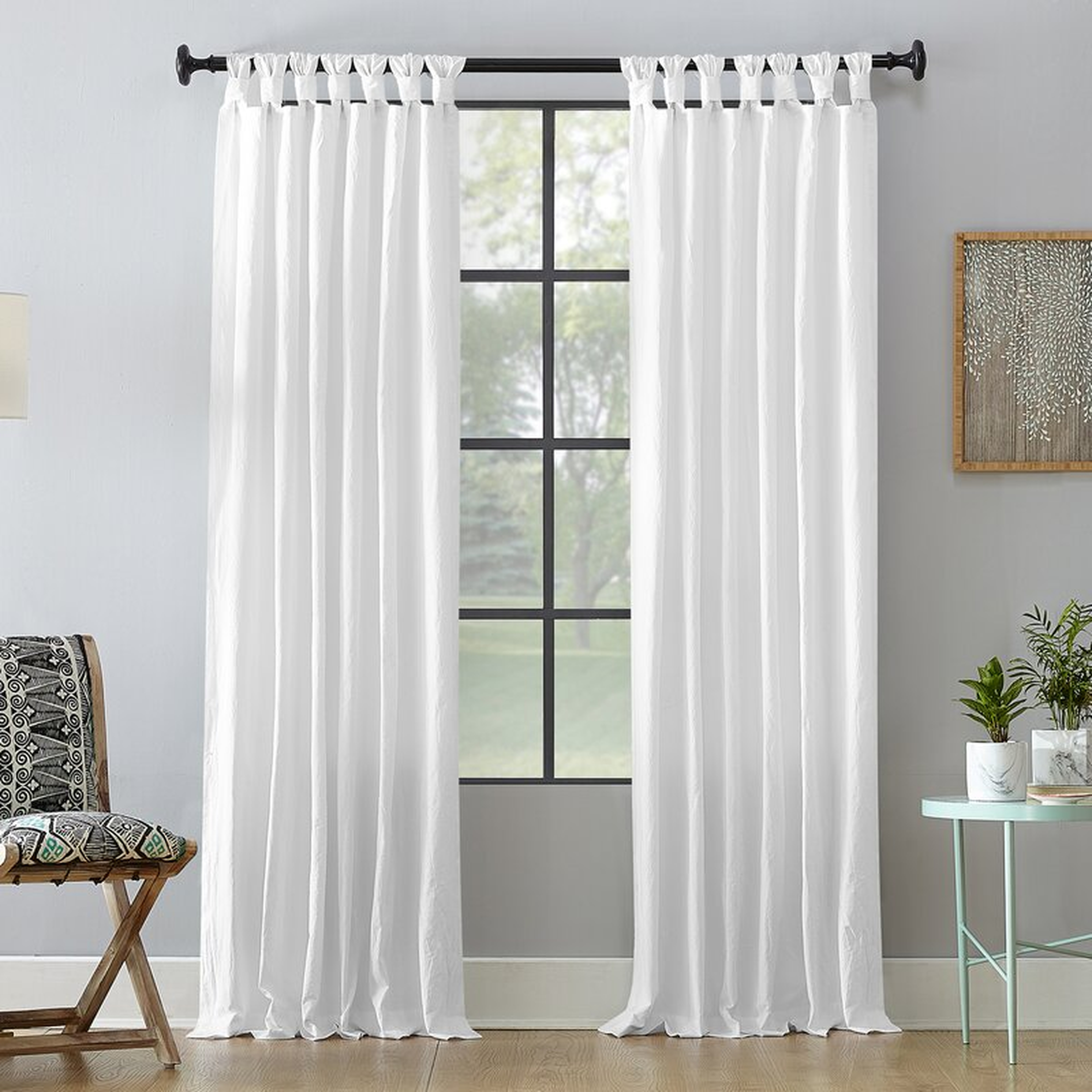 Okeelanta Washed Casual Solid Semi-Sheer Tab Top Single Curtain Panel - Wayfair