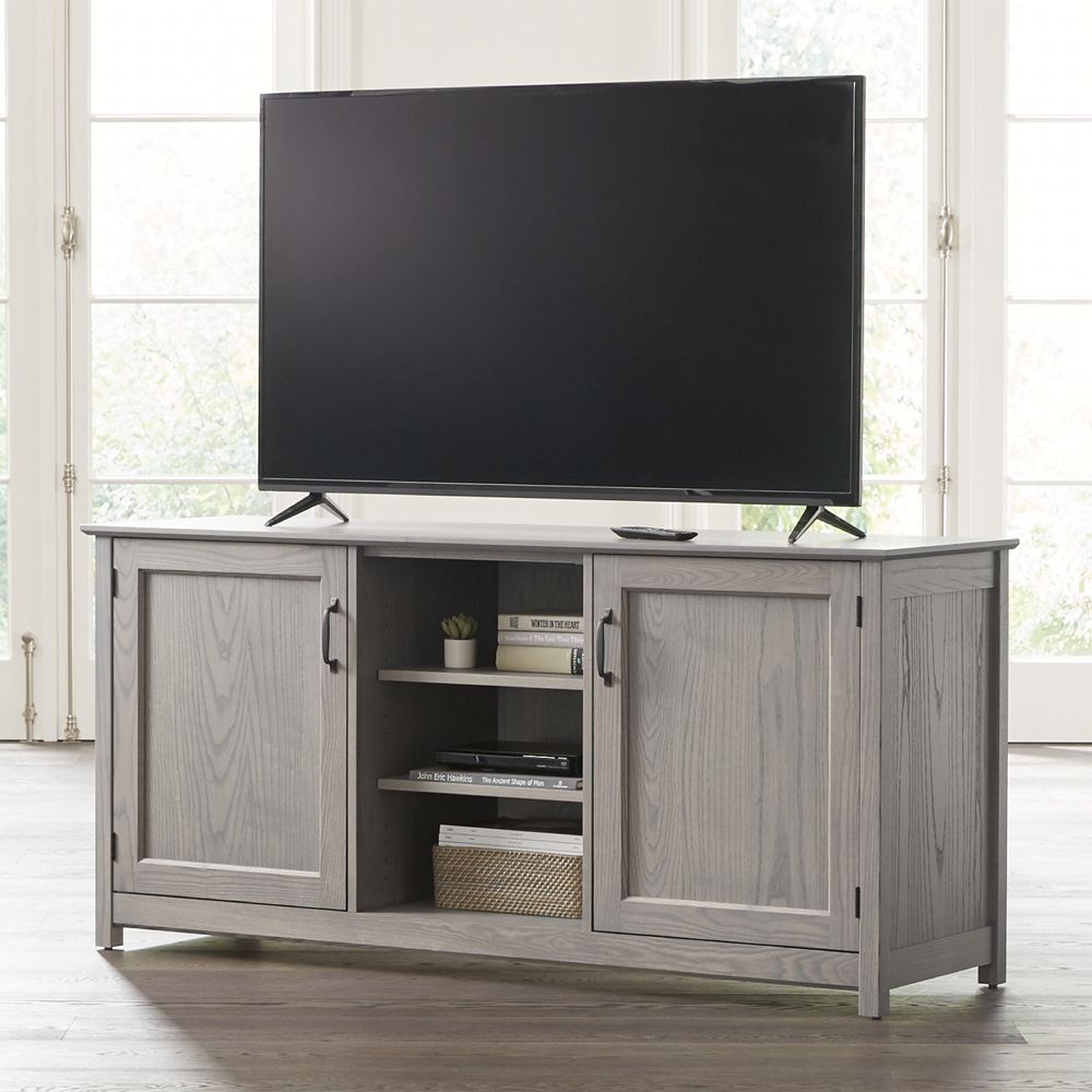 Ainsworth Dove 64" Media Console with Glass/Wood Doors - Crate and Barrel