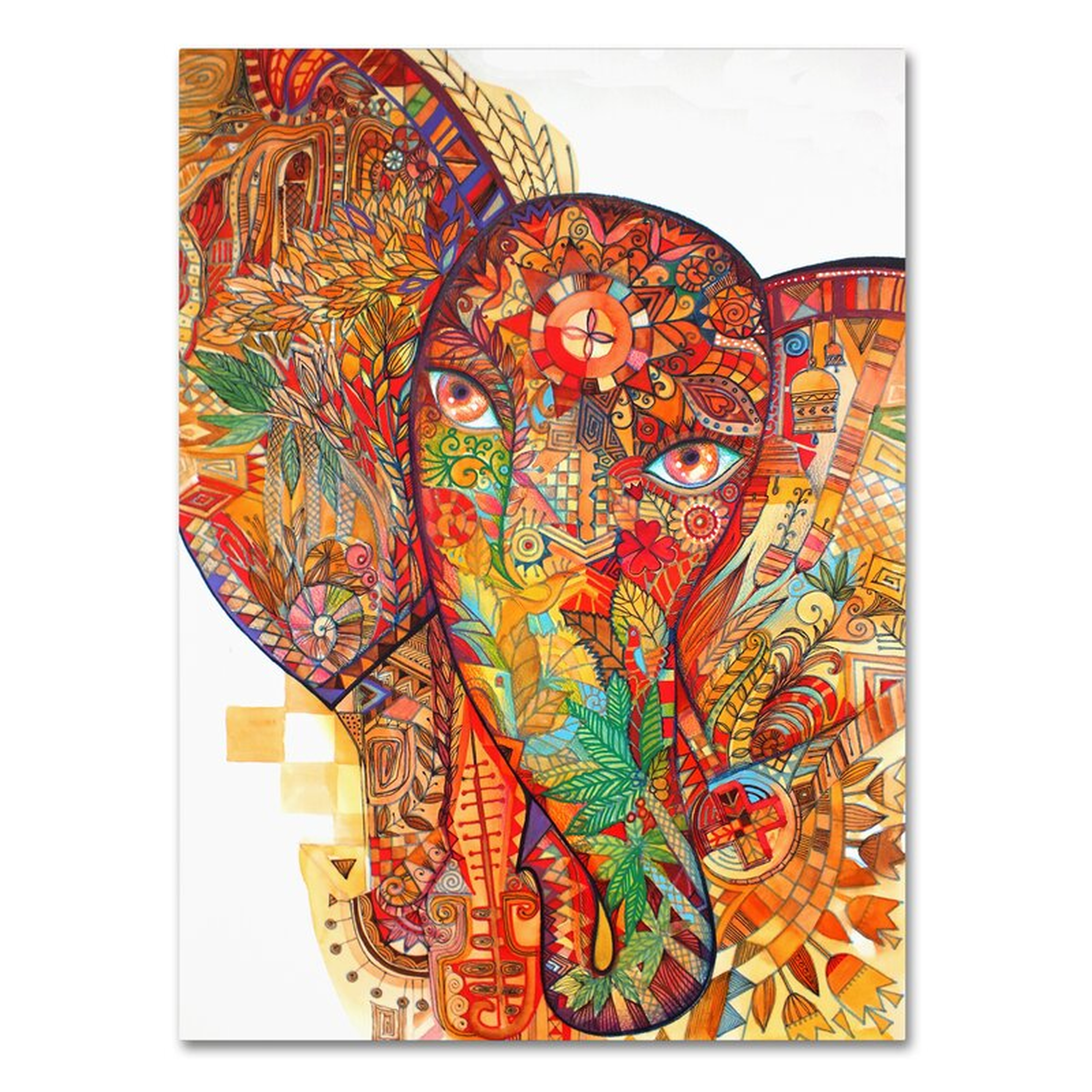 'Red India' Graphic Art Print on Wrapped Canvas, 19" x 14" - Wayfair